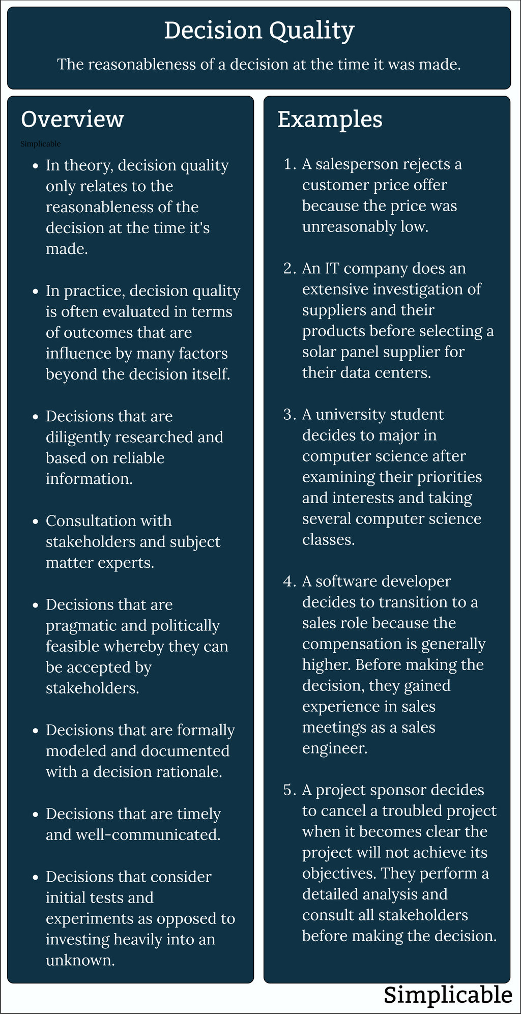 15 Examples of Decision Quality - Simplicable