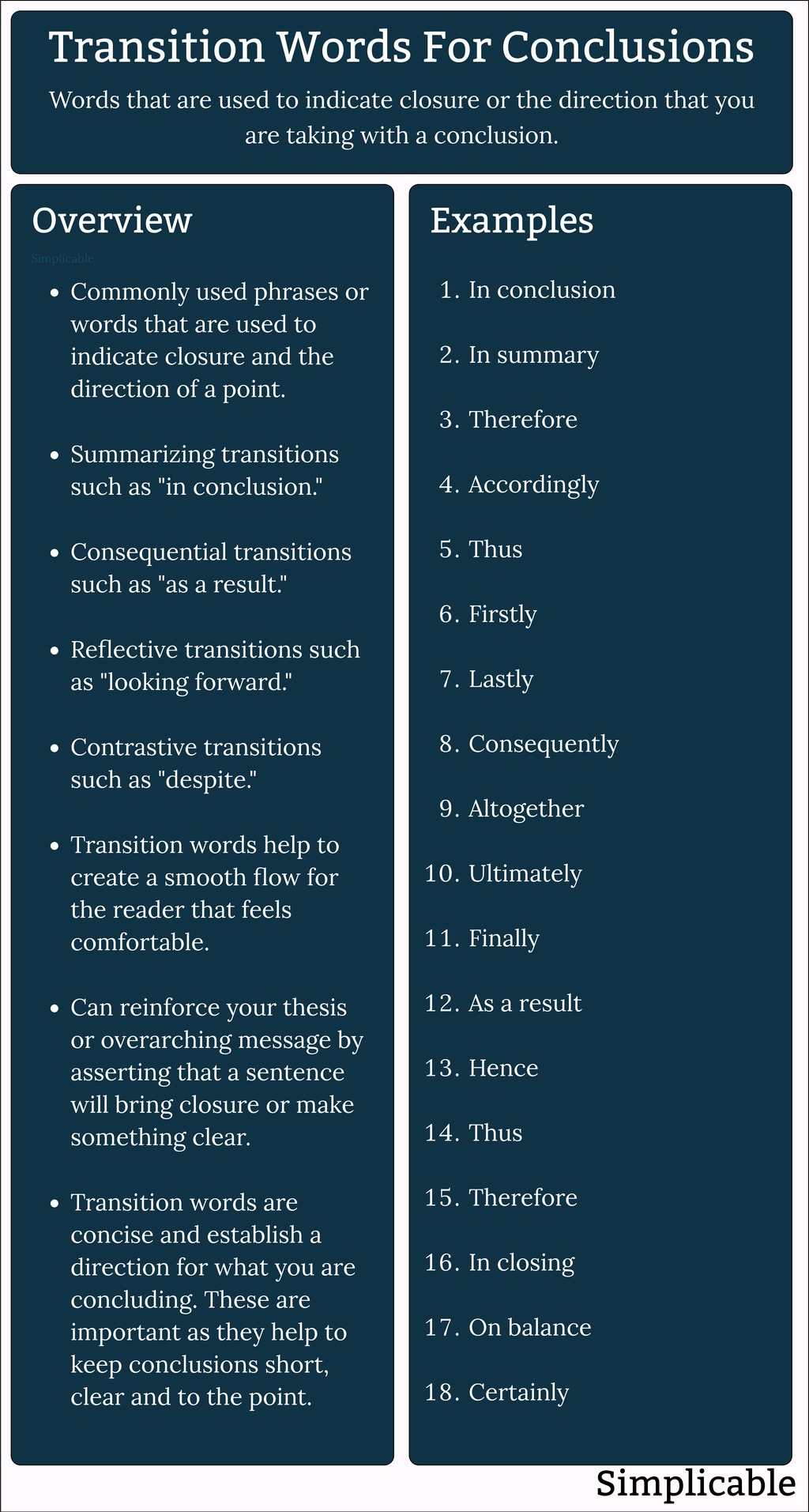 87 Transition Words for a Conclusion - Simplicable