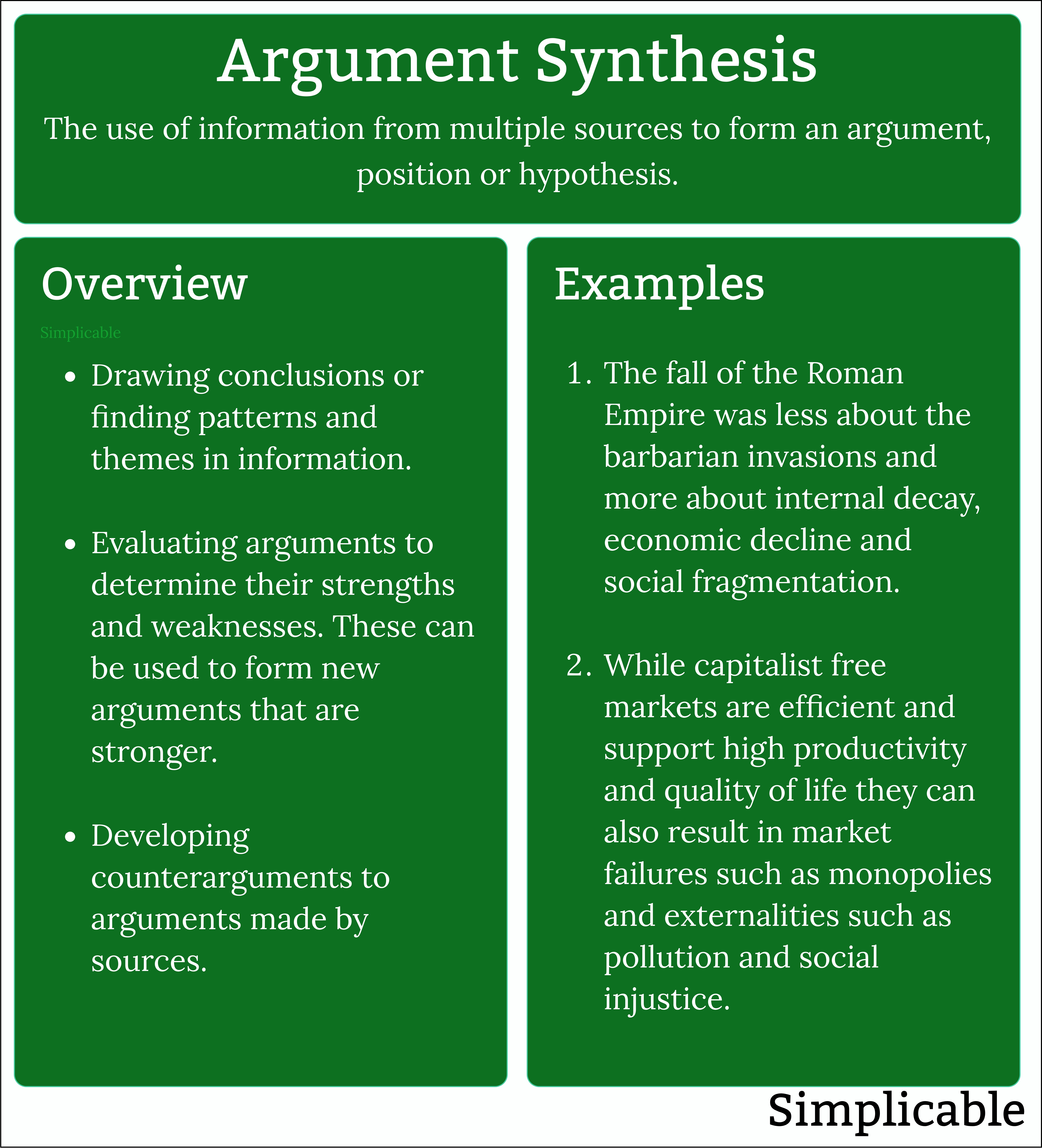 argument synthesis summary and examples