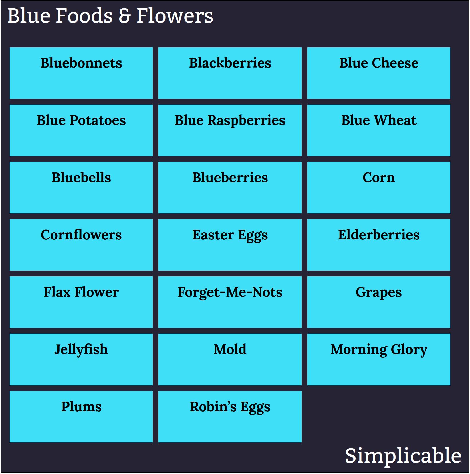 blue foods and flowers simplicable