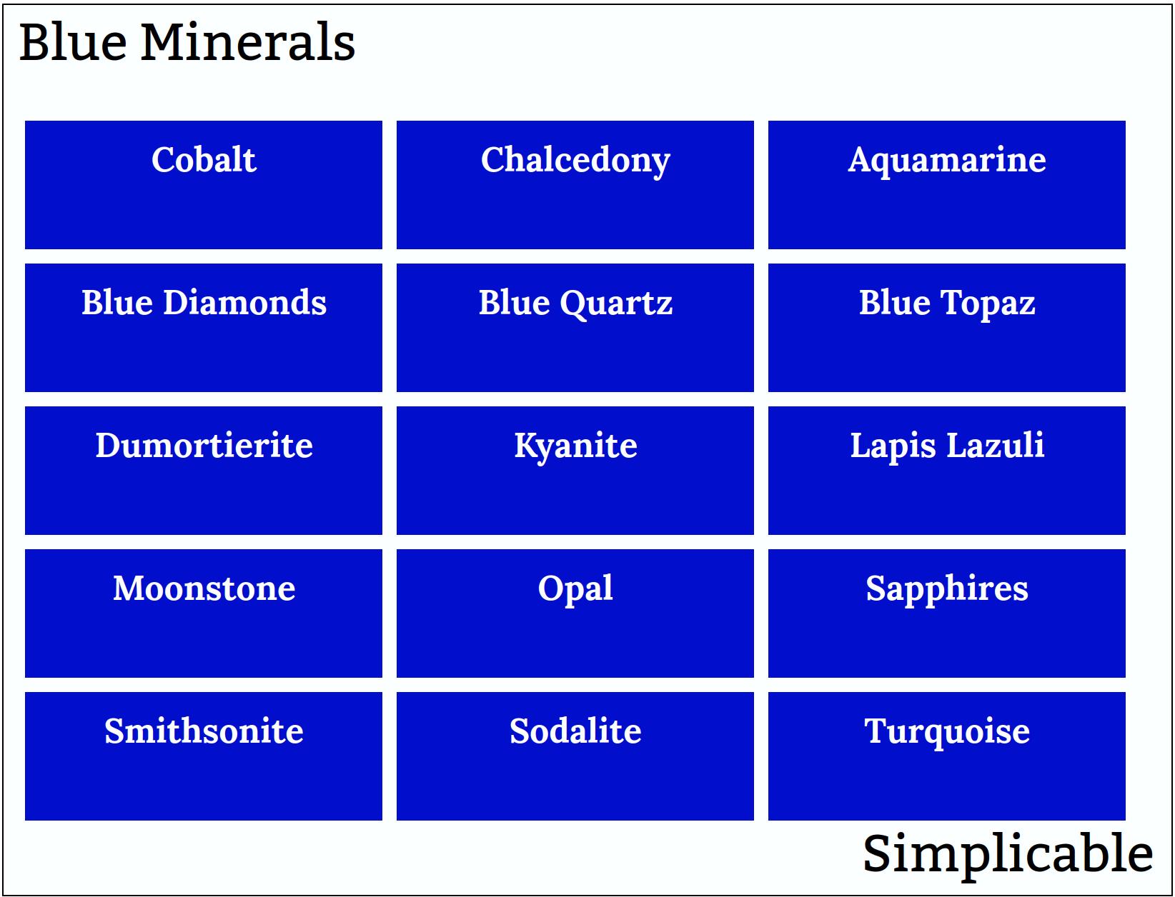 blue minerals simplicable