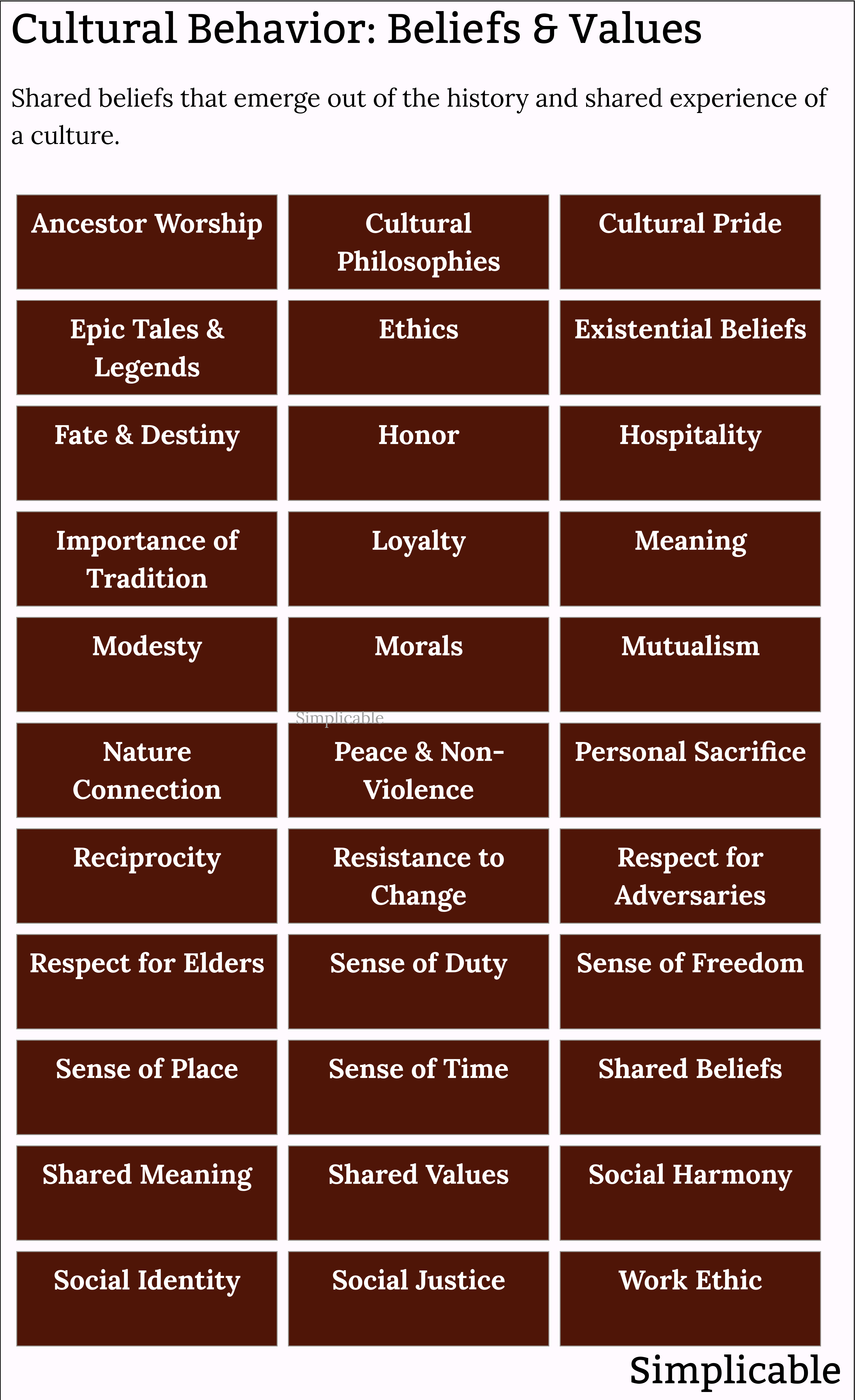 cultural behavior beliefs and values