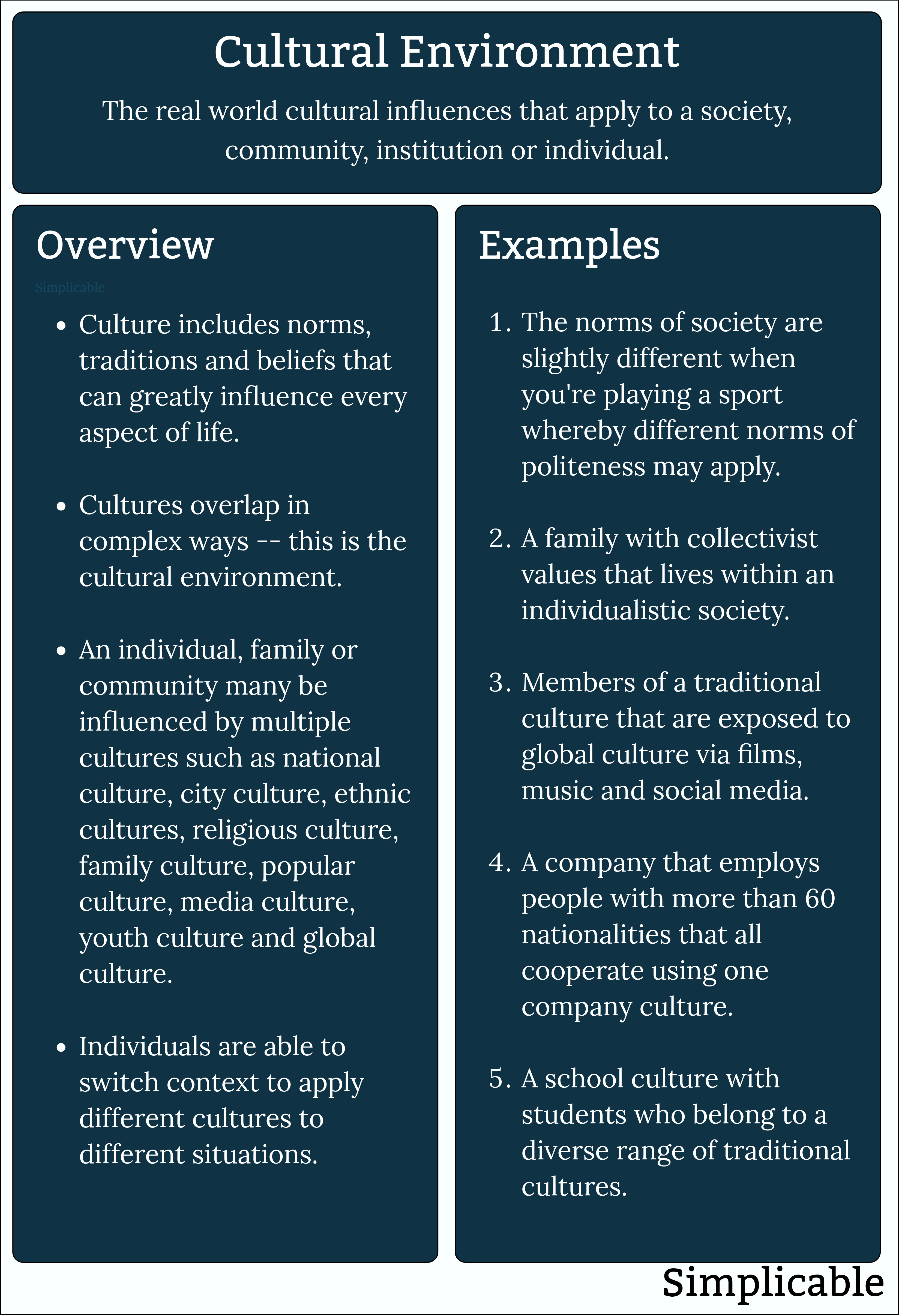 cultural environment overview and examples
