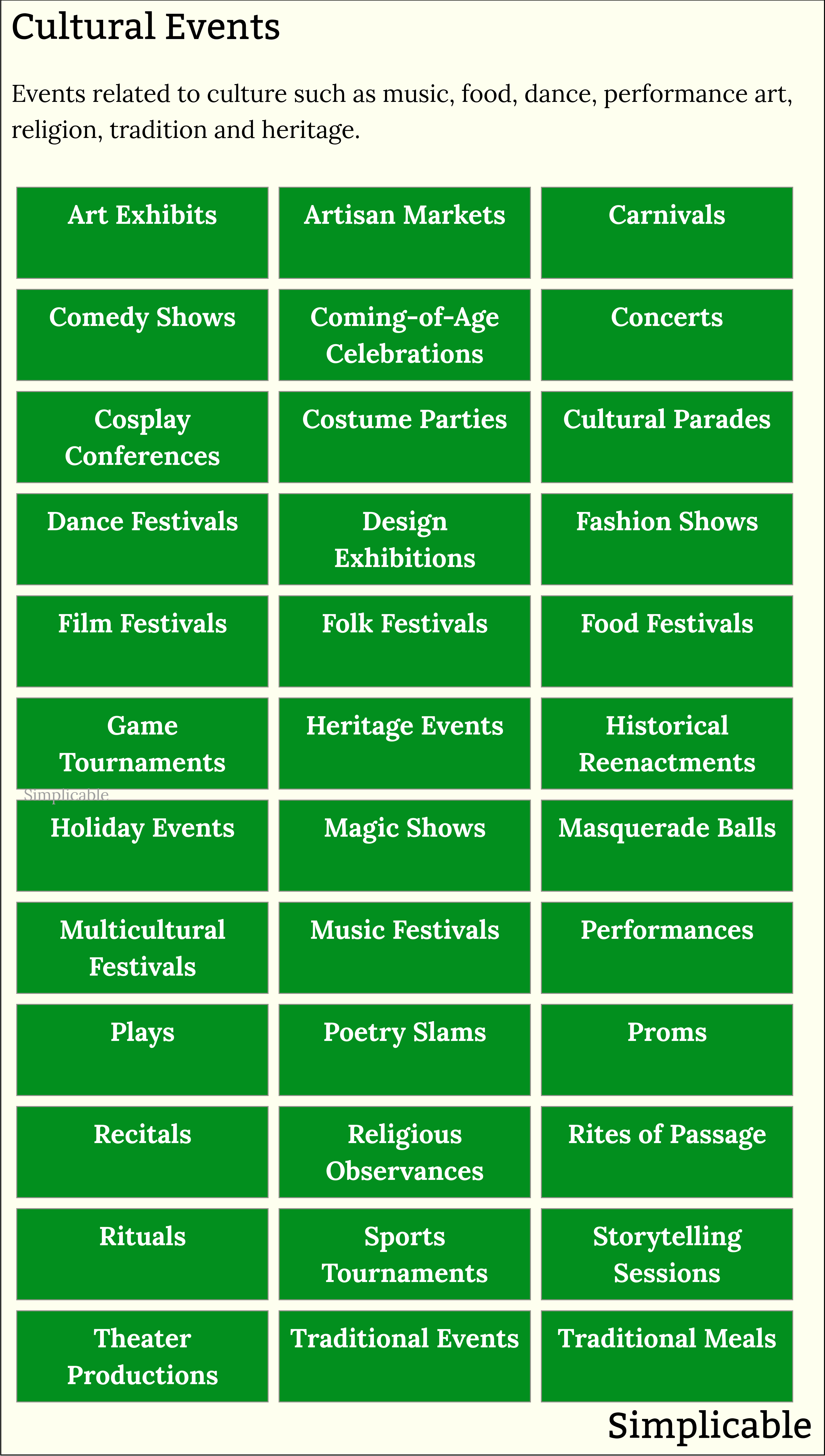 examples of cultural events