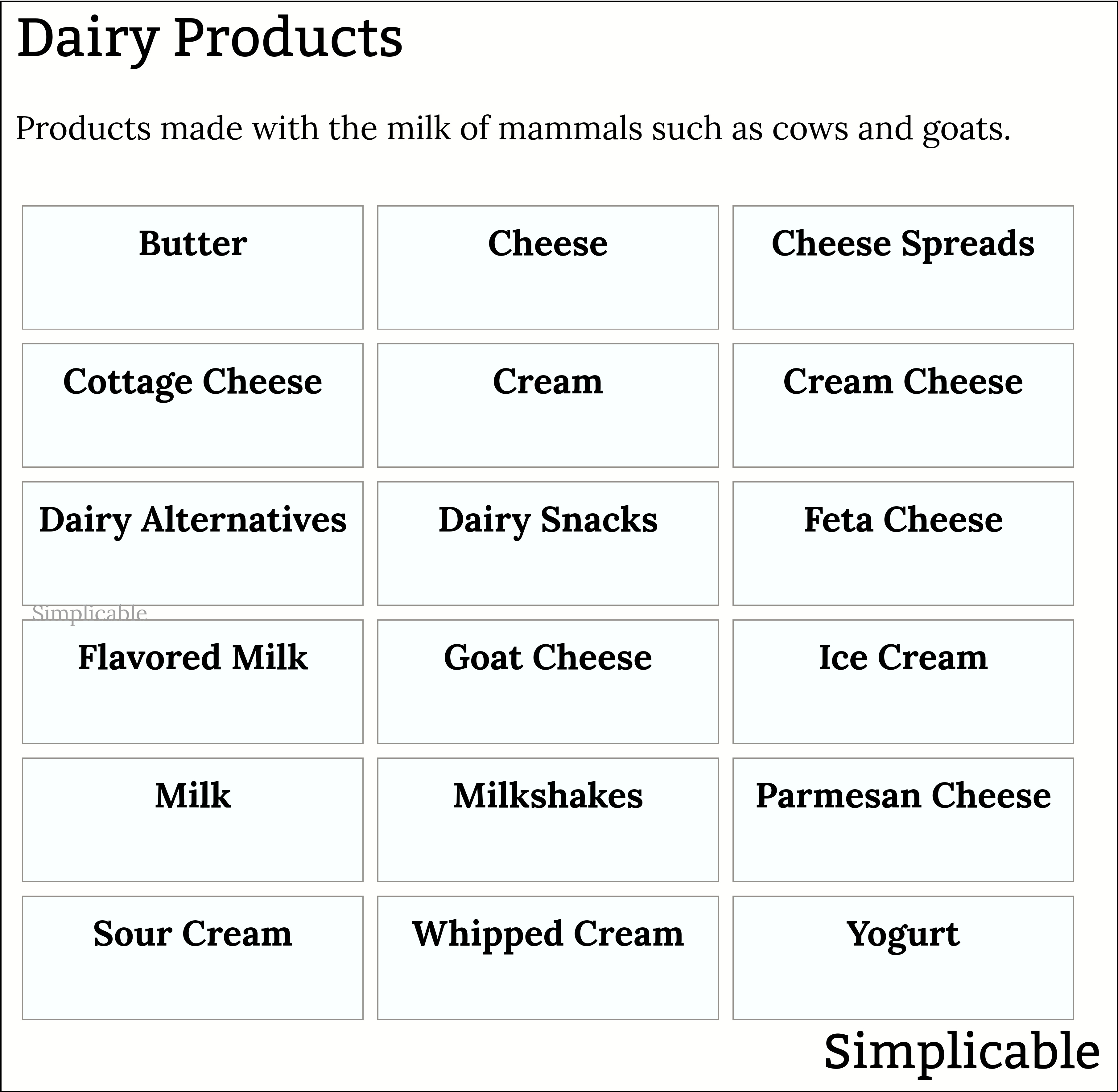 examples of dairy foods