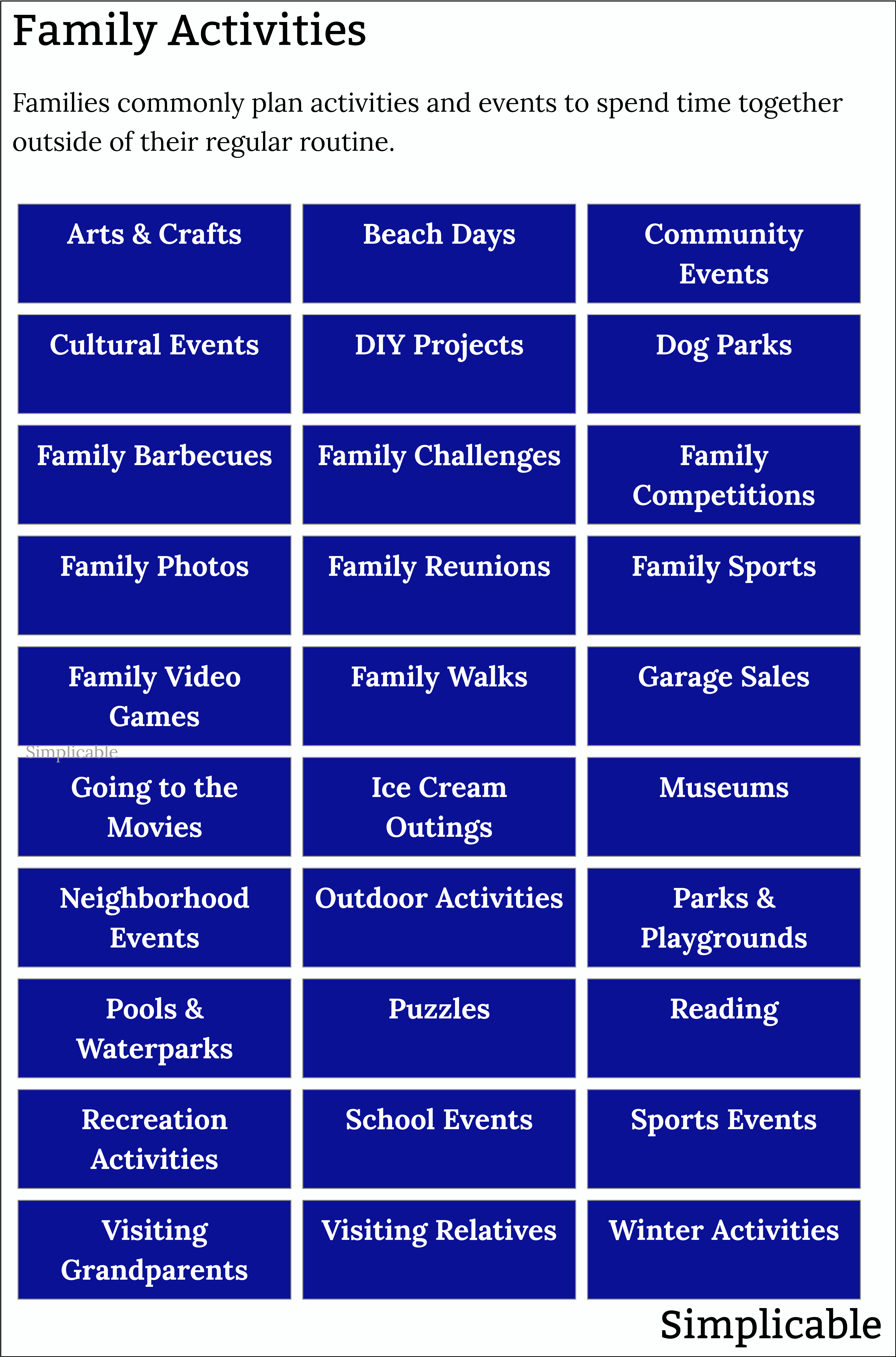 examples of family activities