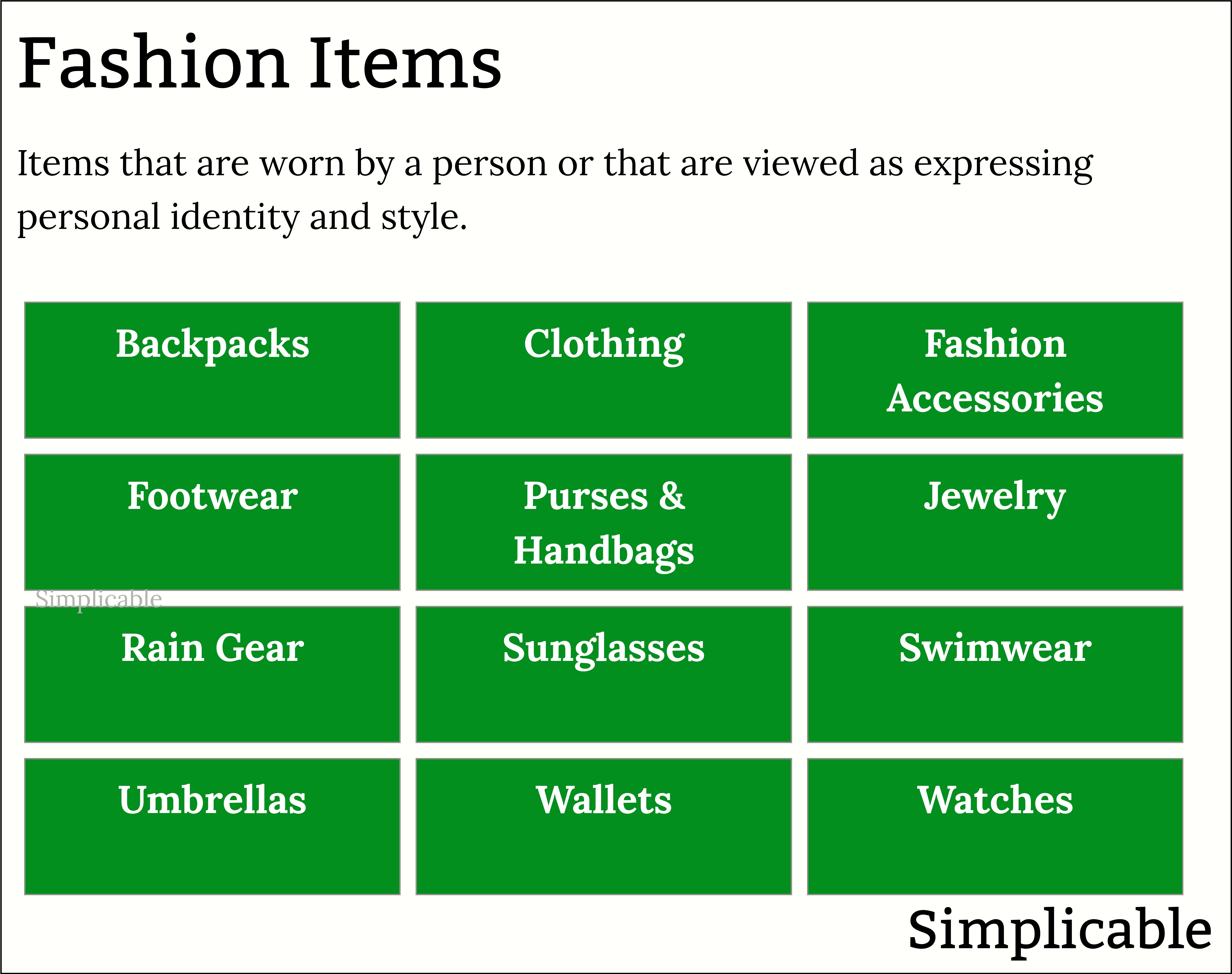 examples of fashion items