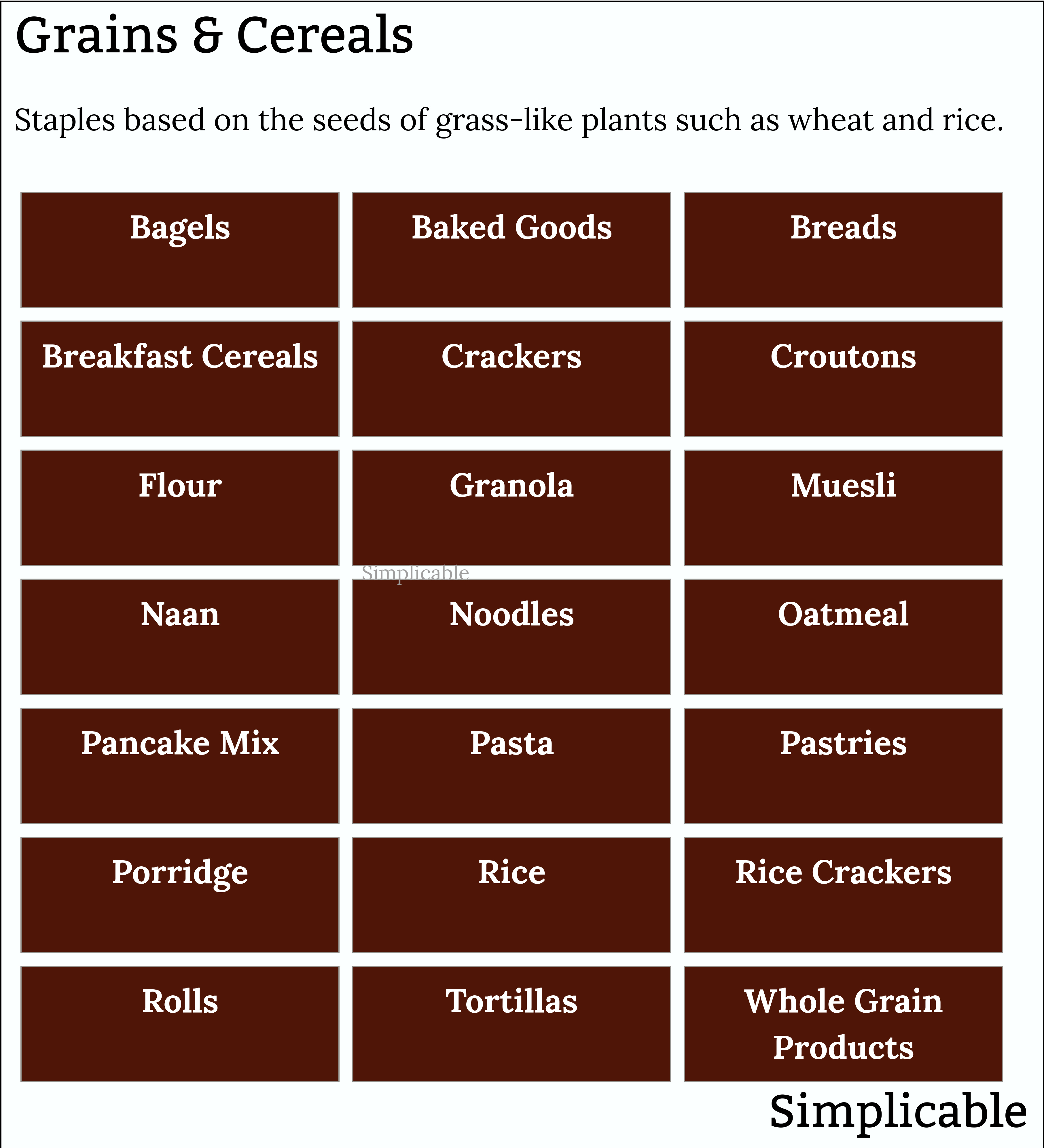 examples of grains and cereals