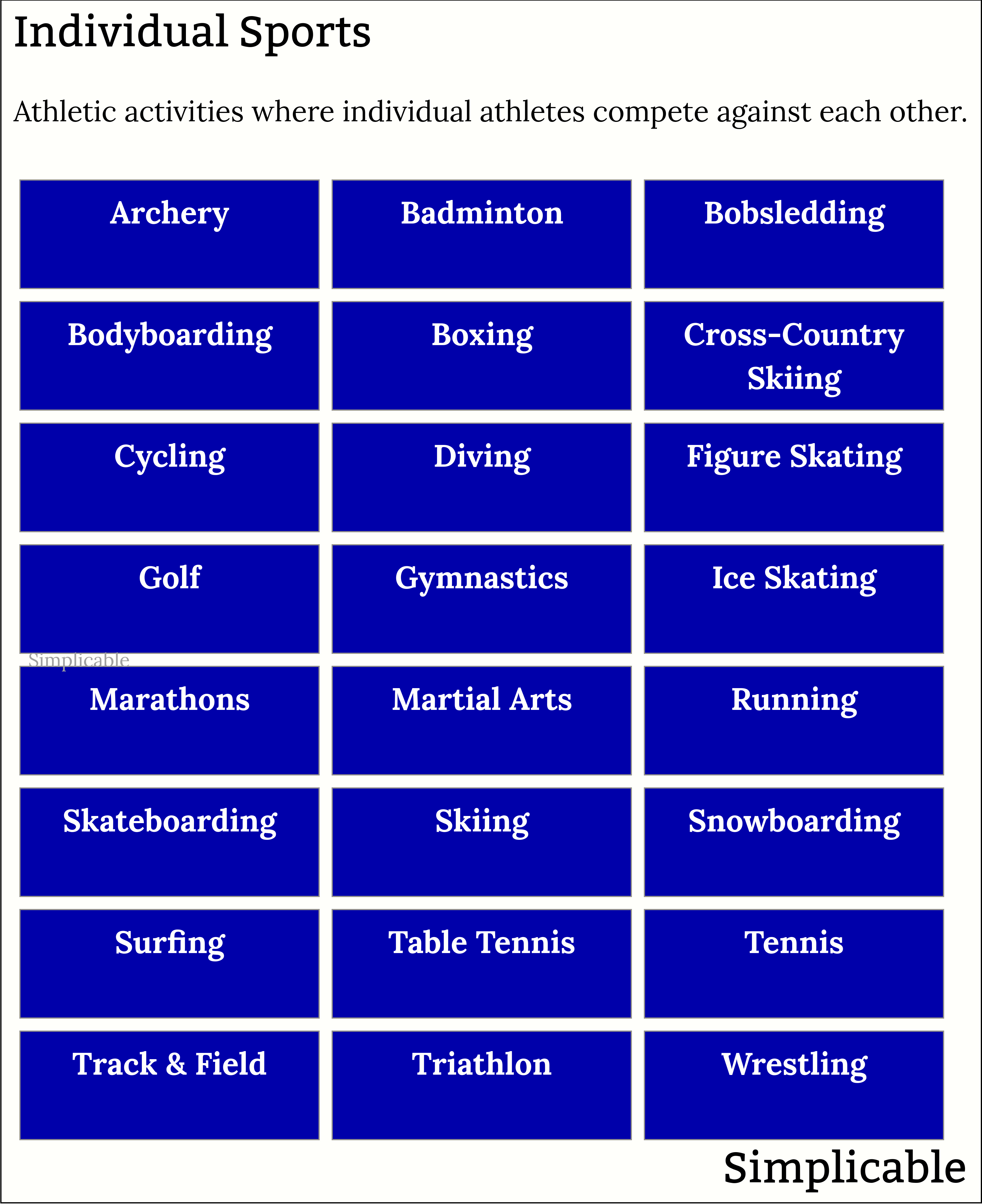 examples of individual sports