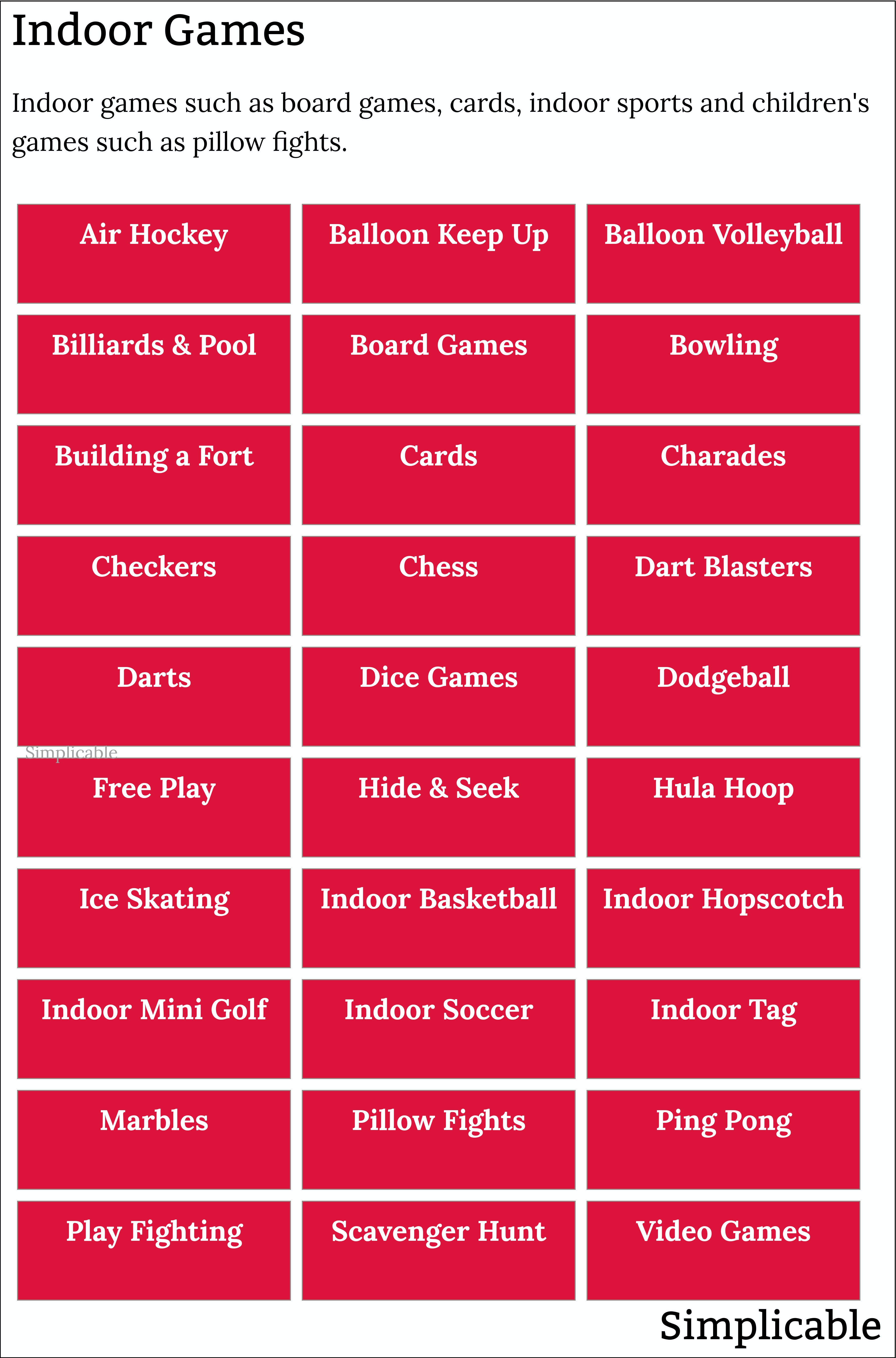 examples of indoor games