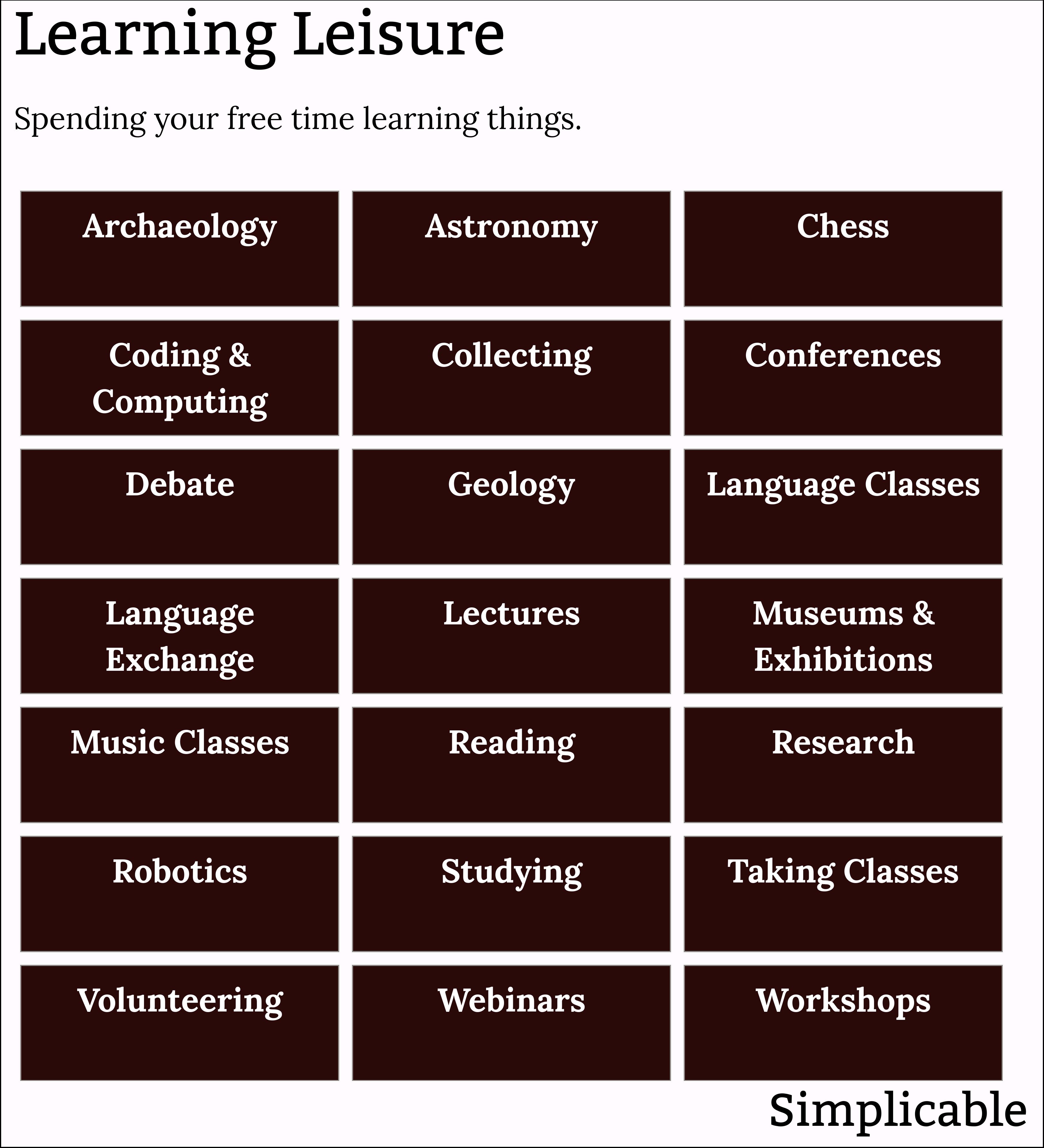 examples of learning leisure