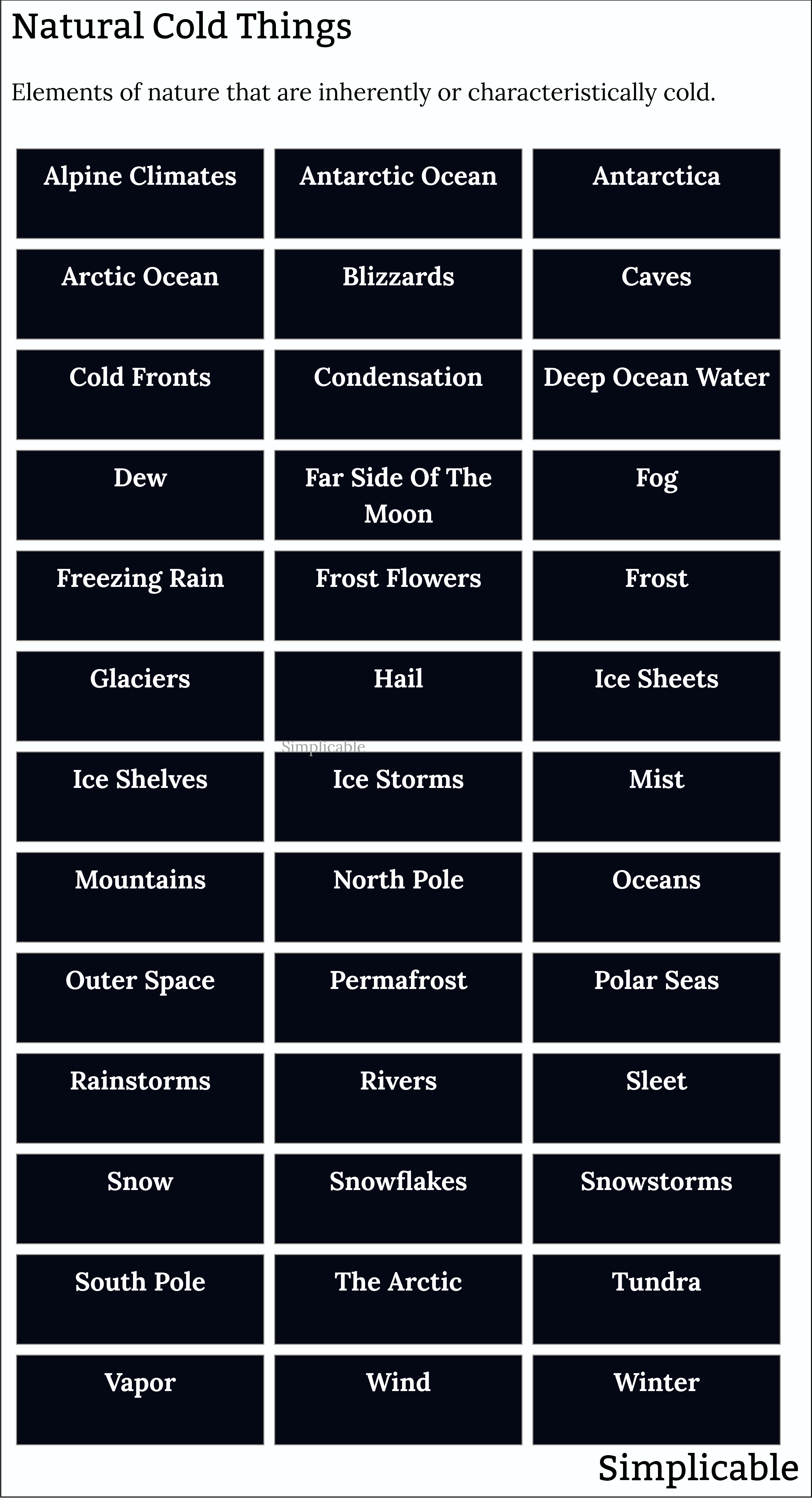 examples of natural cold things
