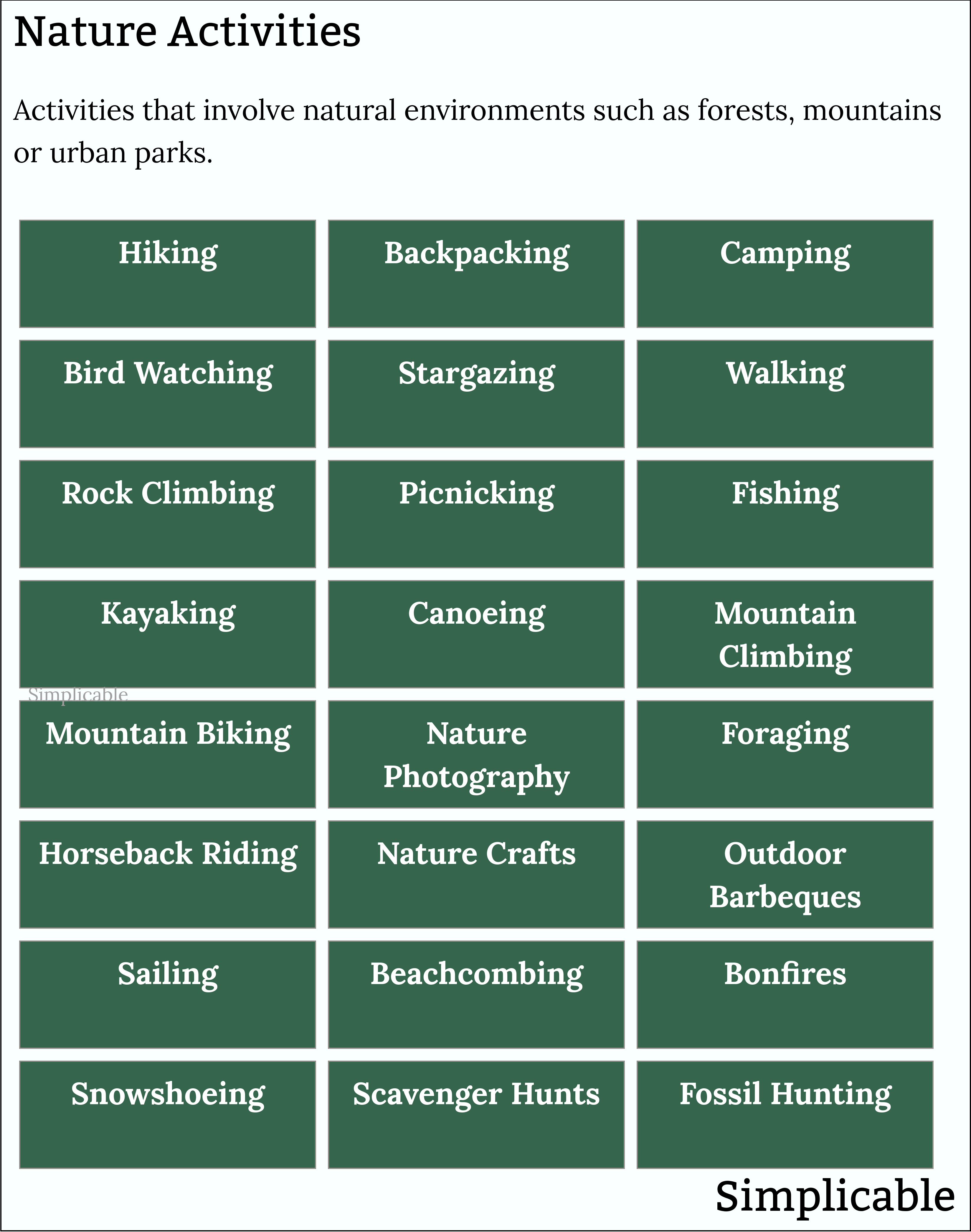 examples of nature activities