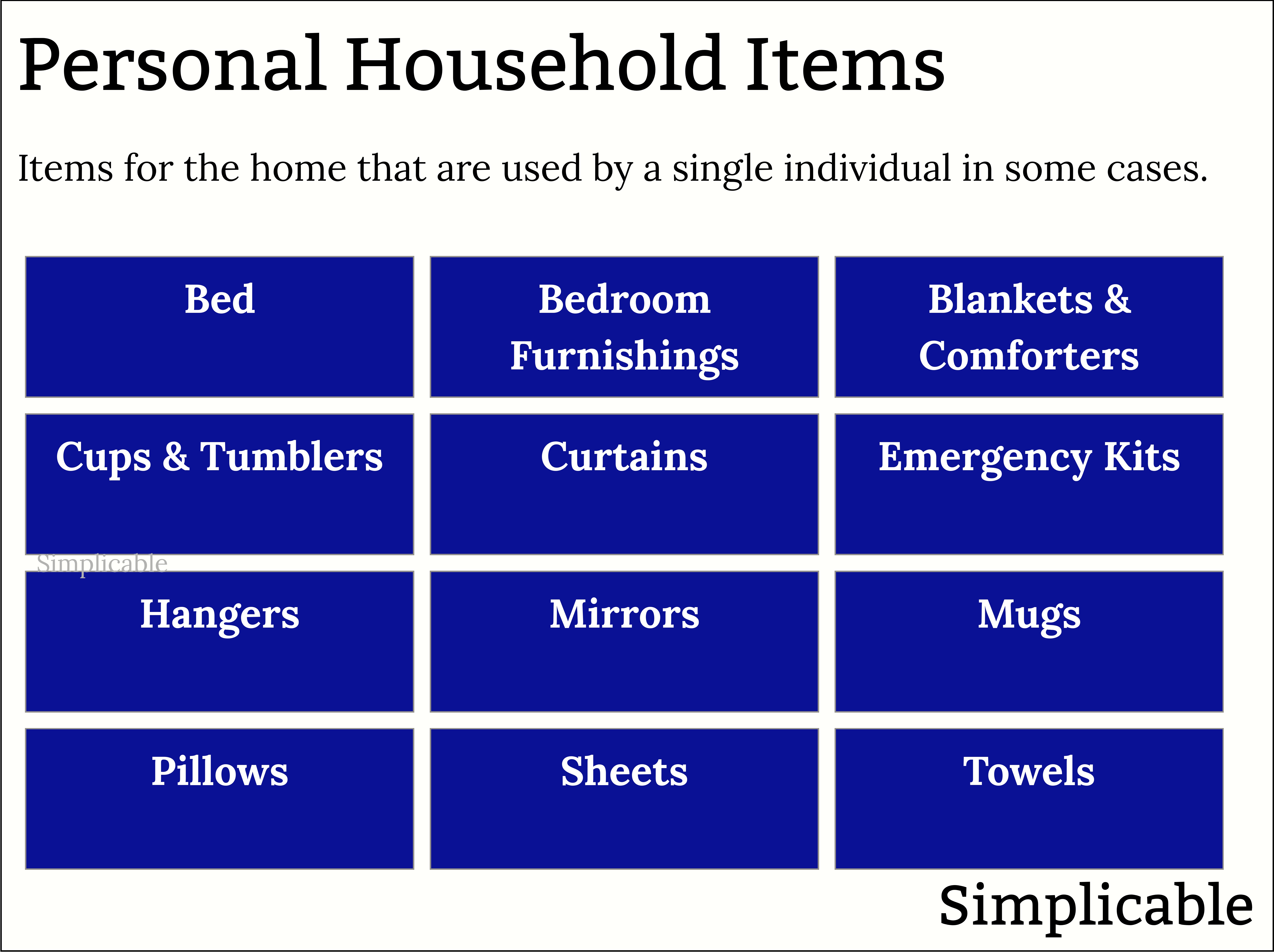 examples of personal household items