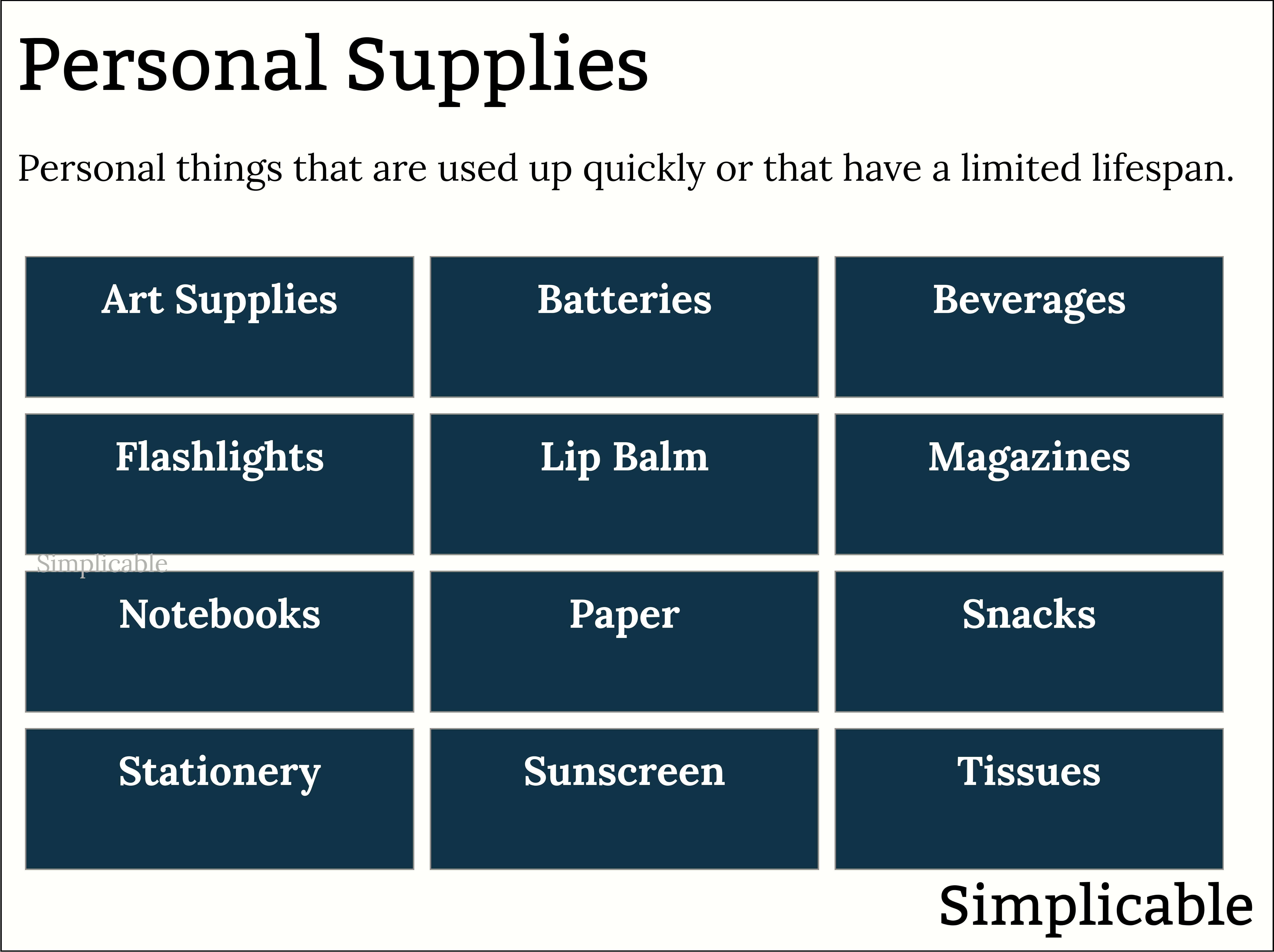 examples of personal supplies