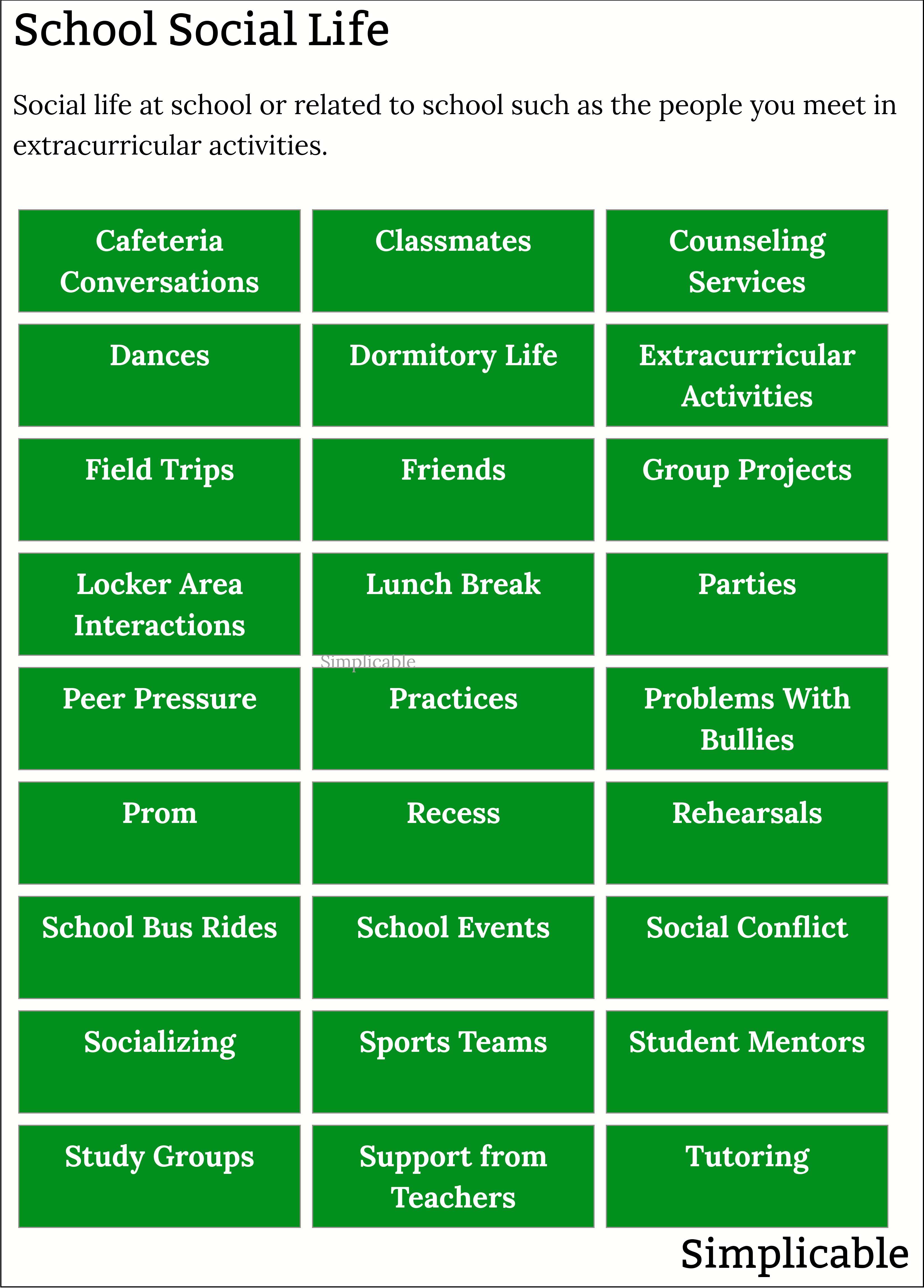 examples of school social life
