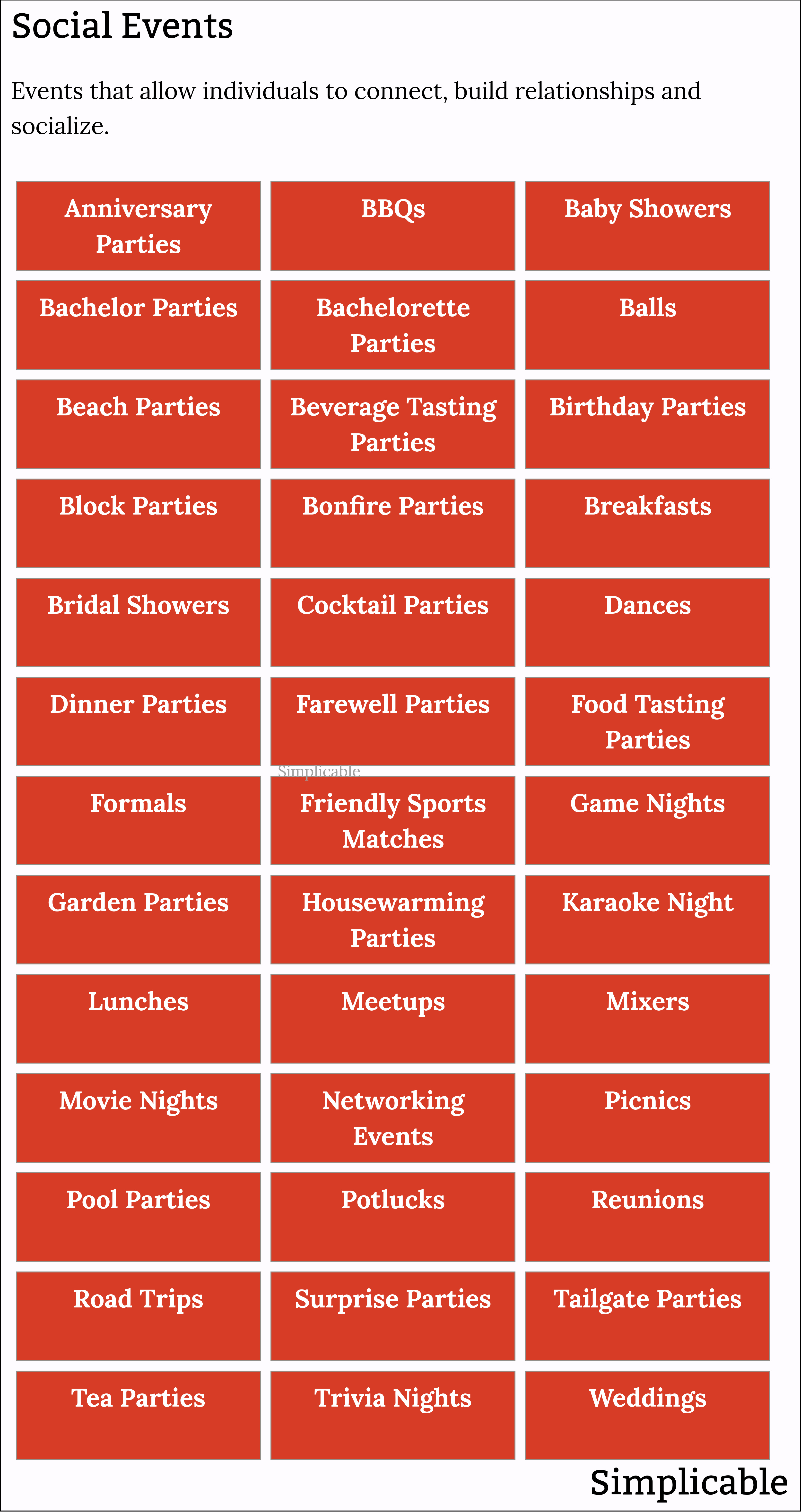 examples of social events