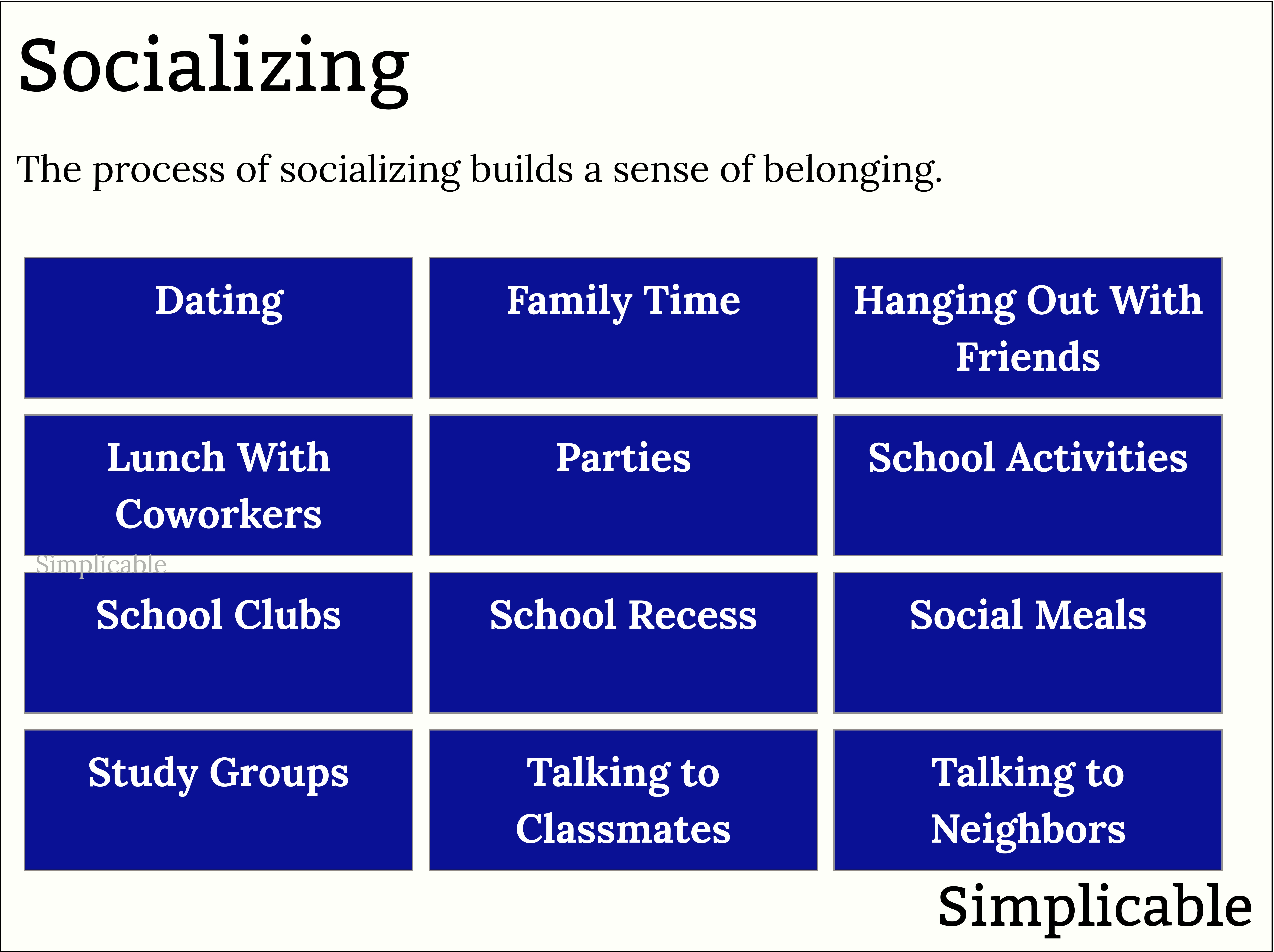 examples of socializing