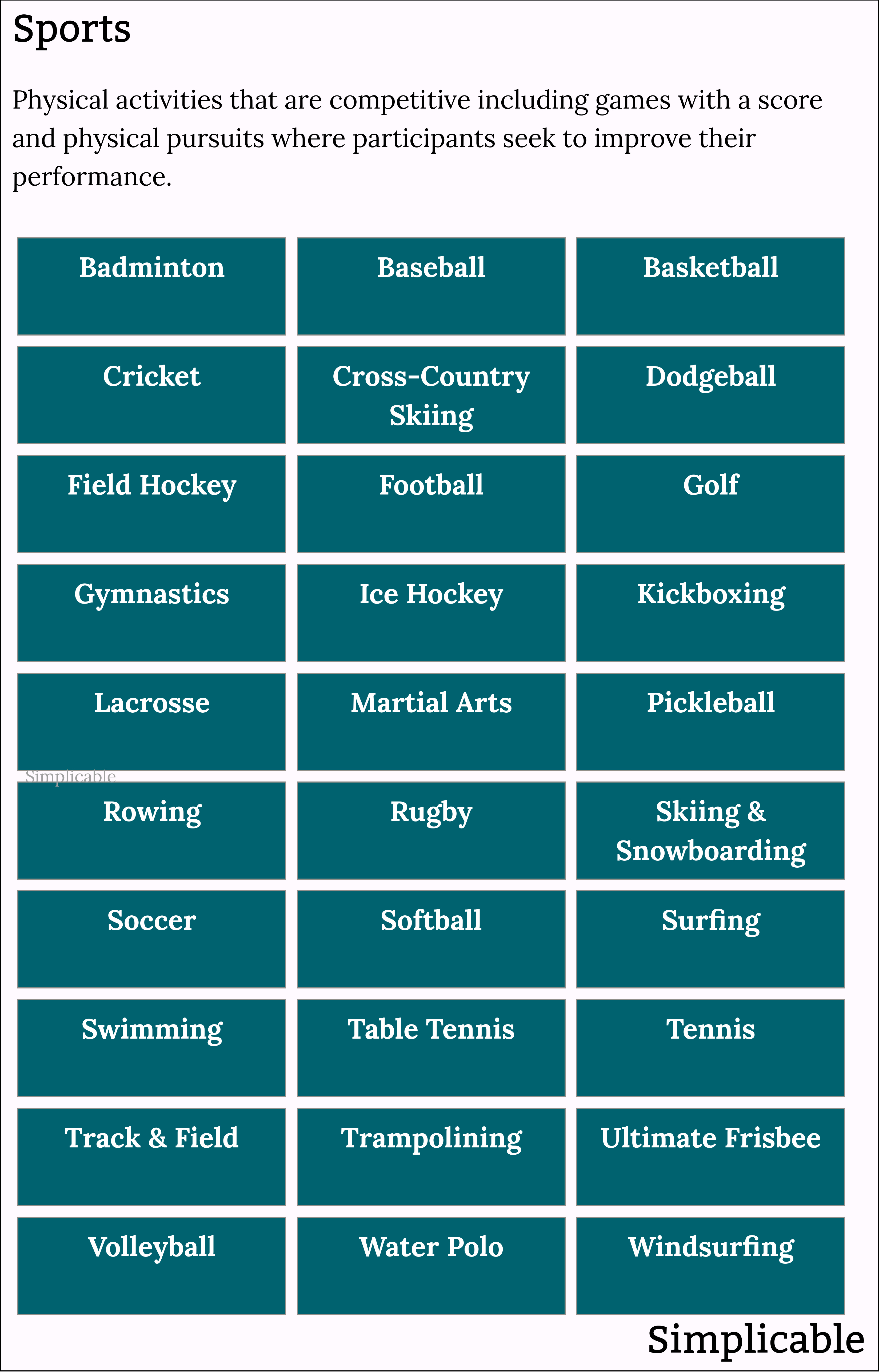 examples of sports