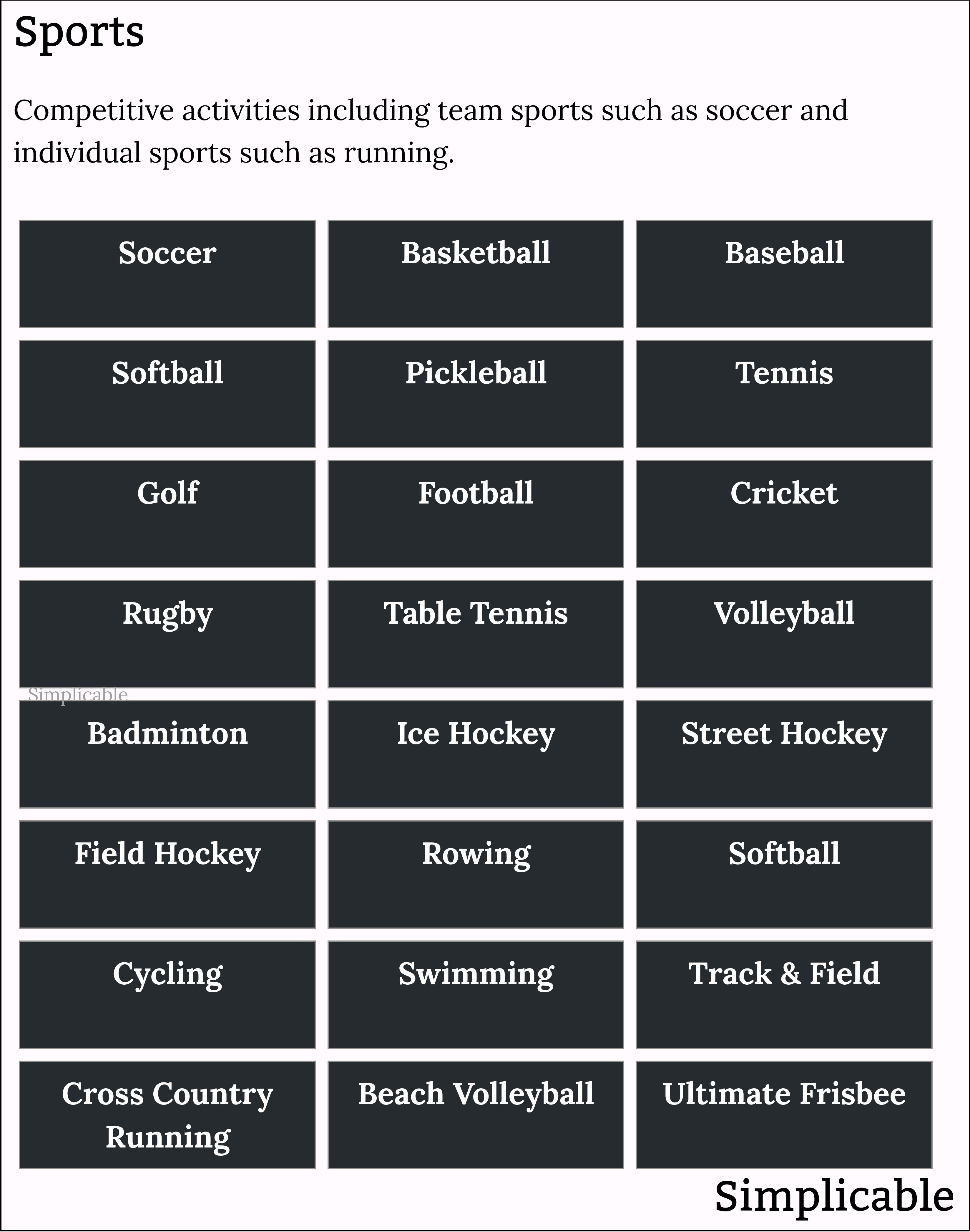 examples of sports