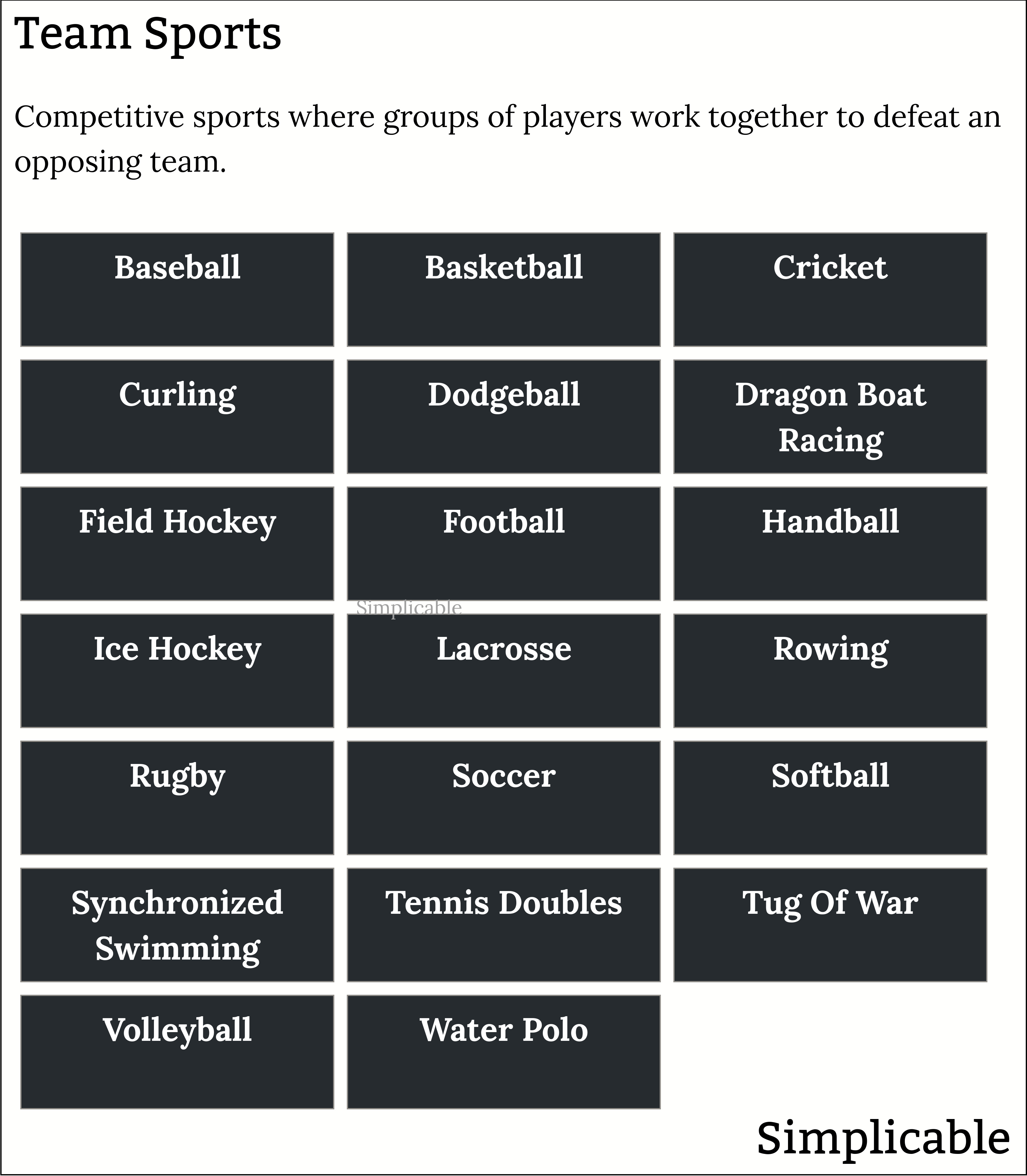 examples of team sports