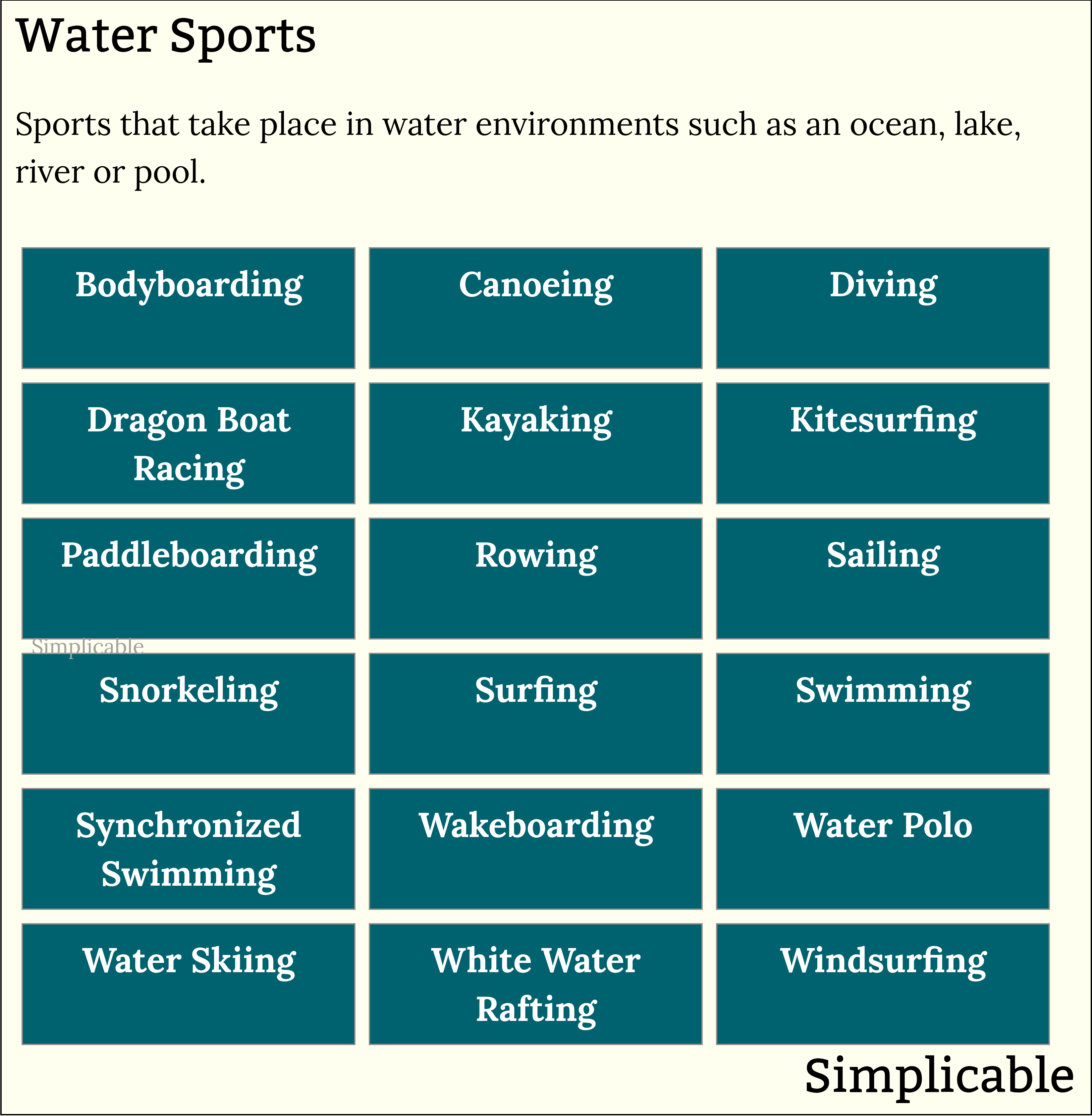 examples of water sports
