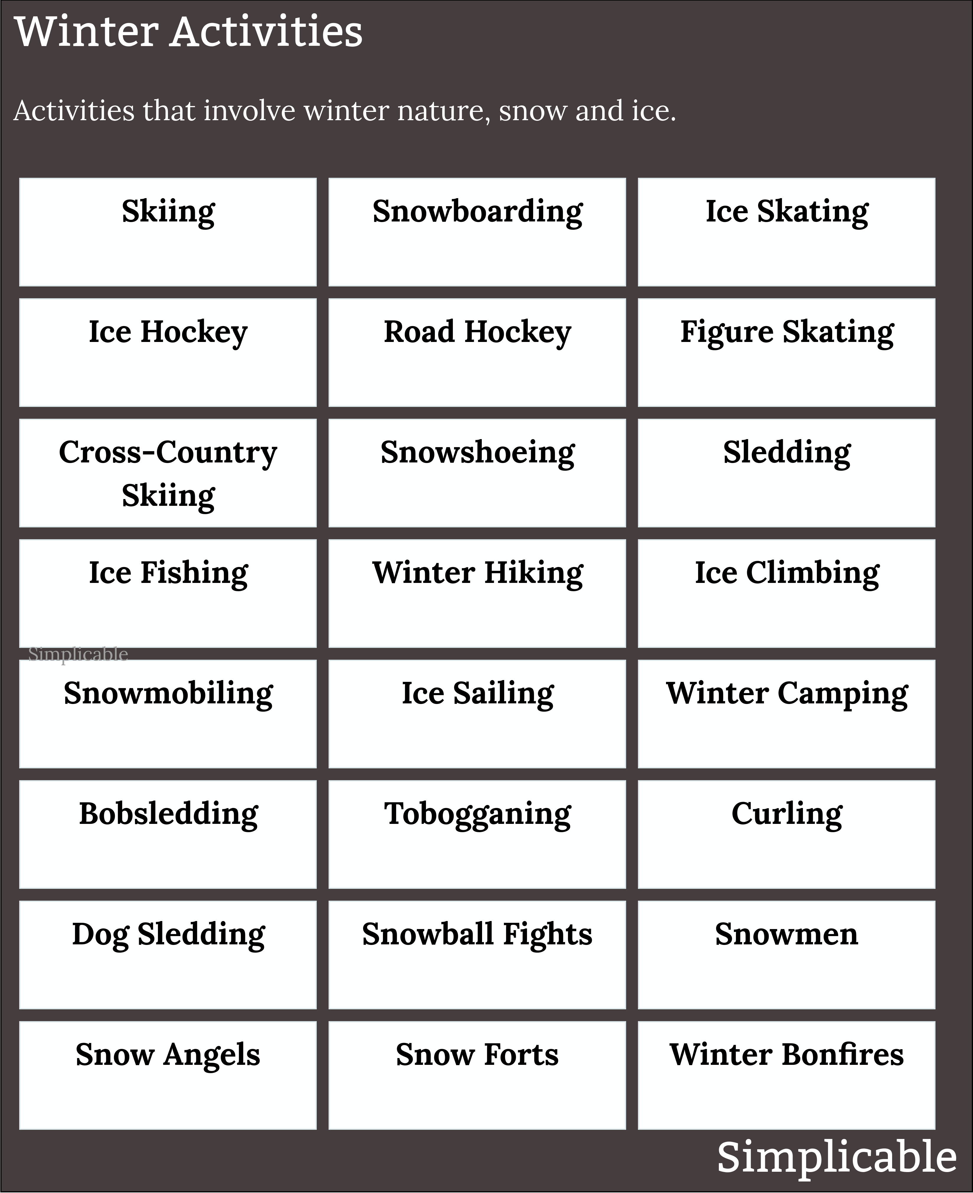 examples of winter activities