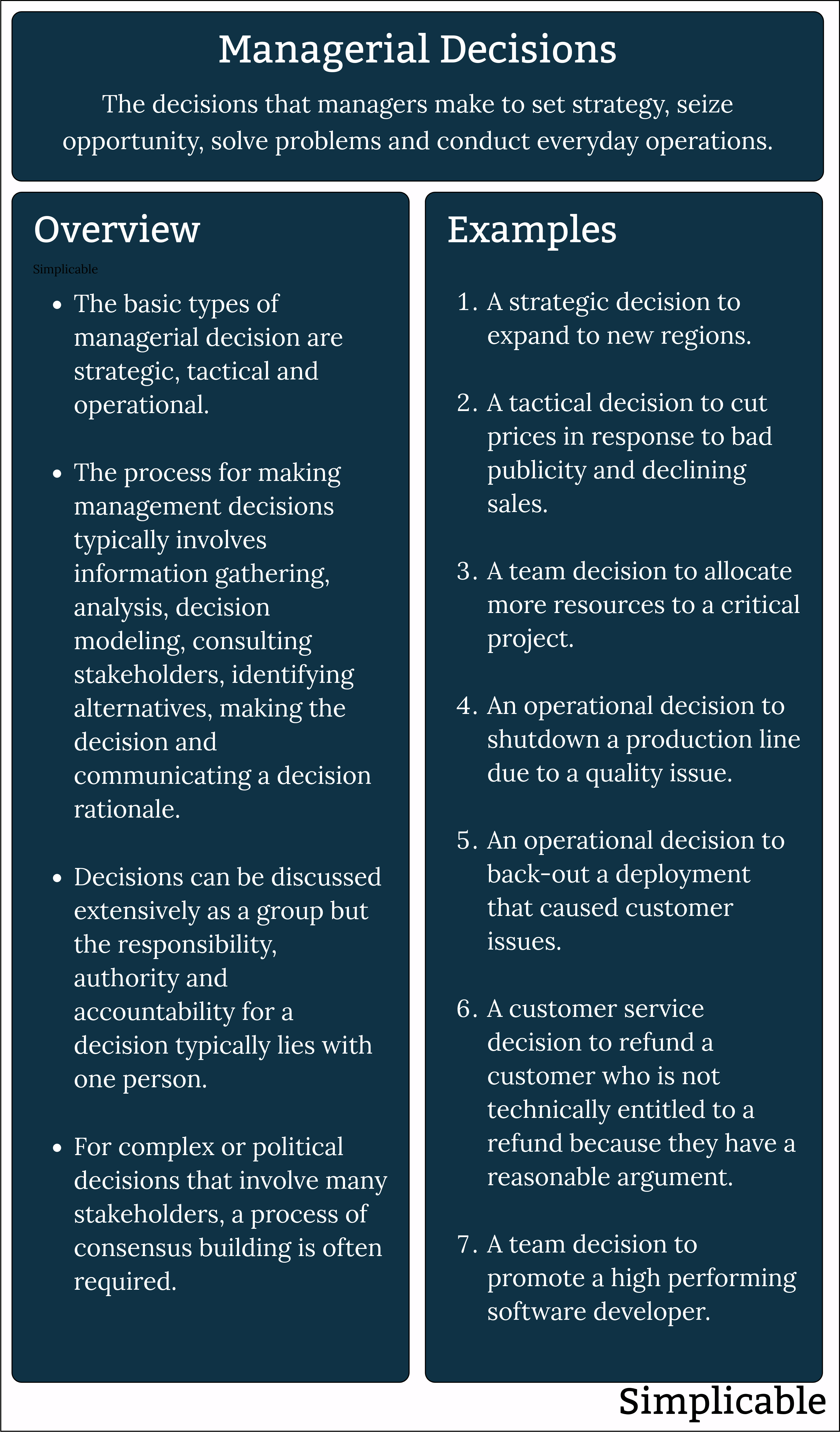 managerial decisions overview and examples