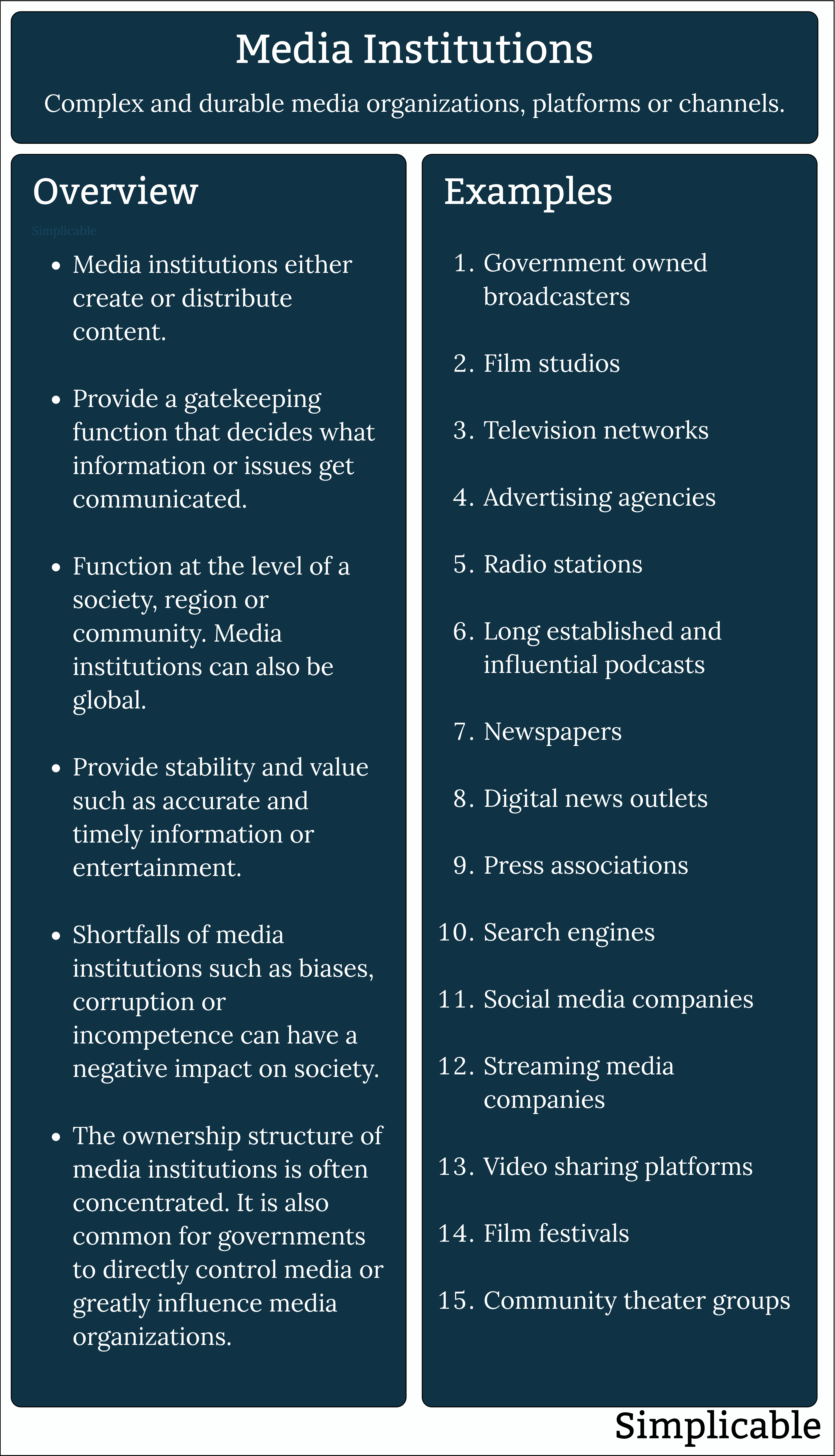 media institutions overview and examples
