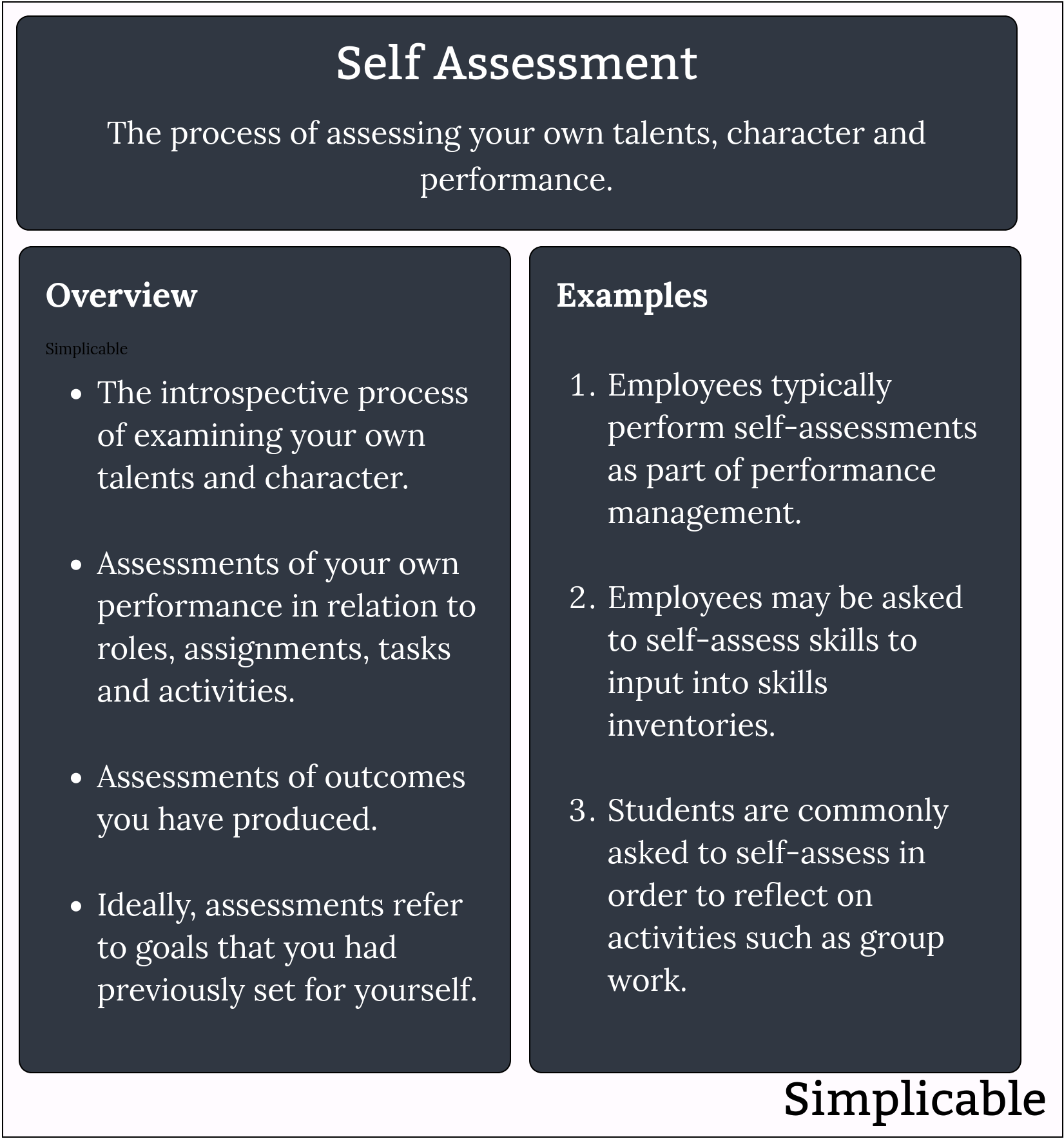 self assessment definition and examples