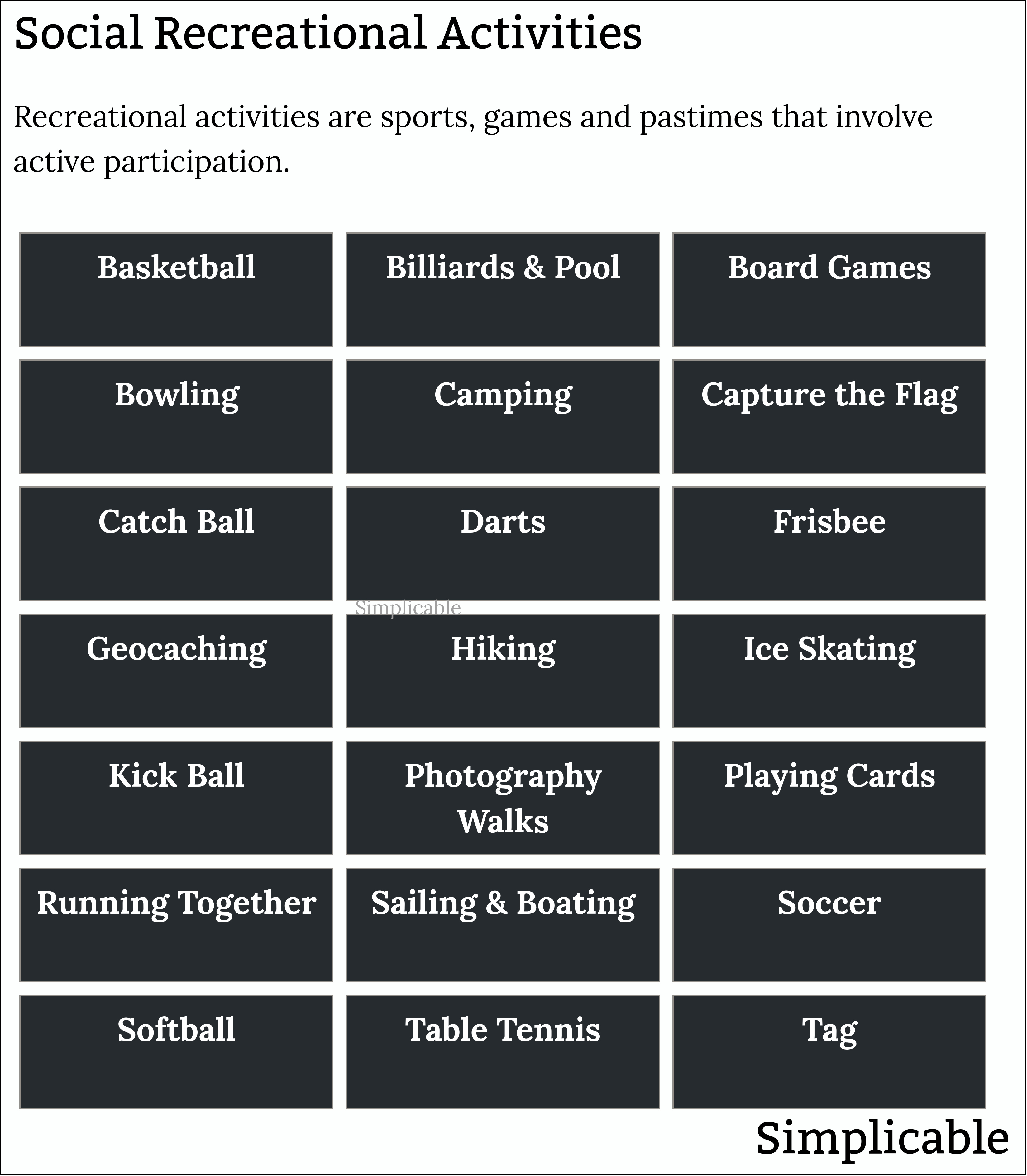social recreational activities