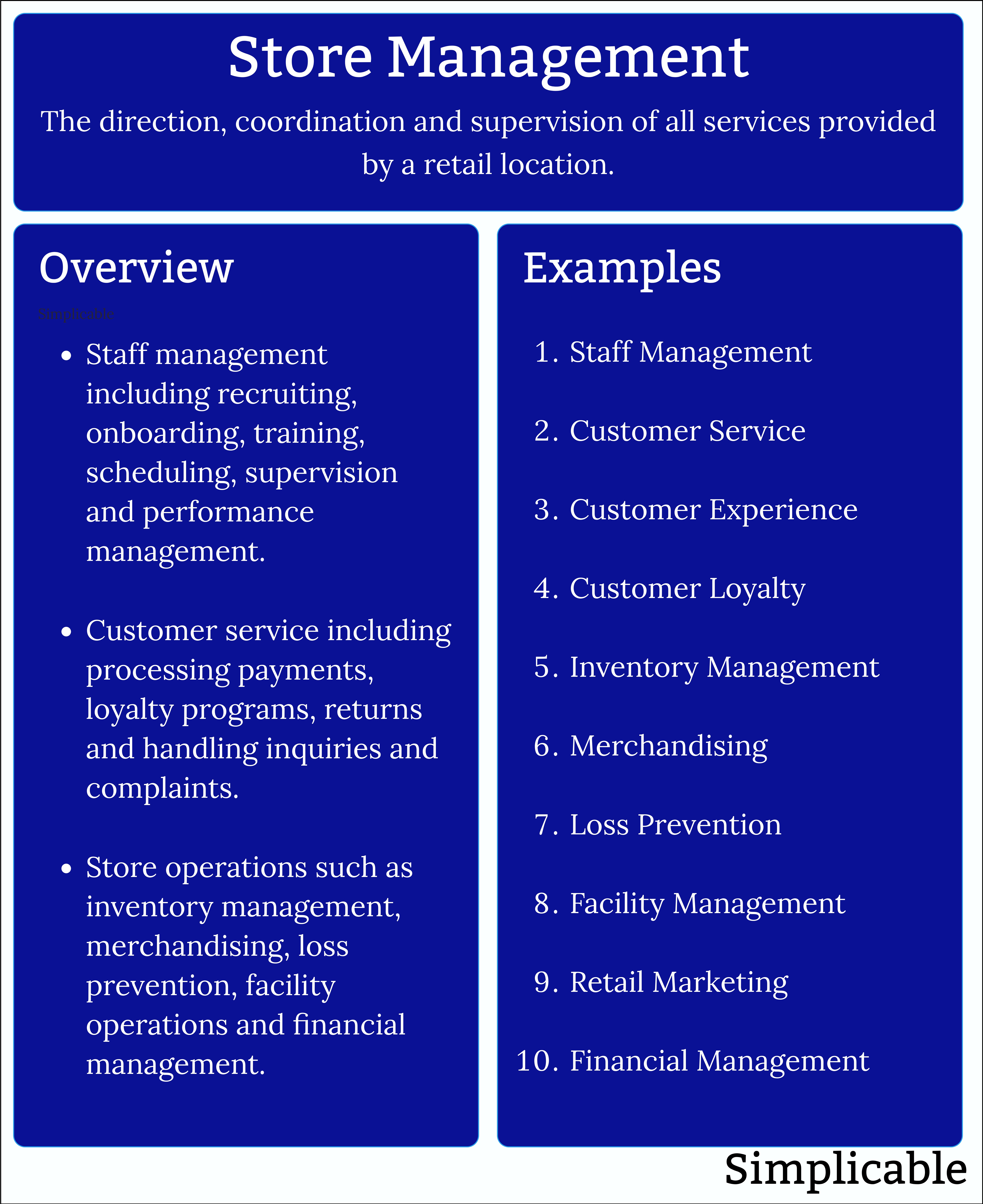 store management summary and examples